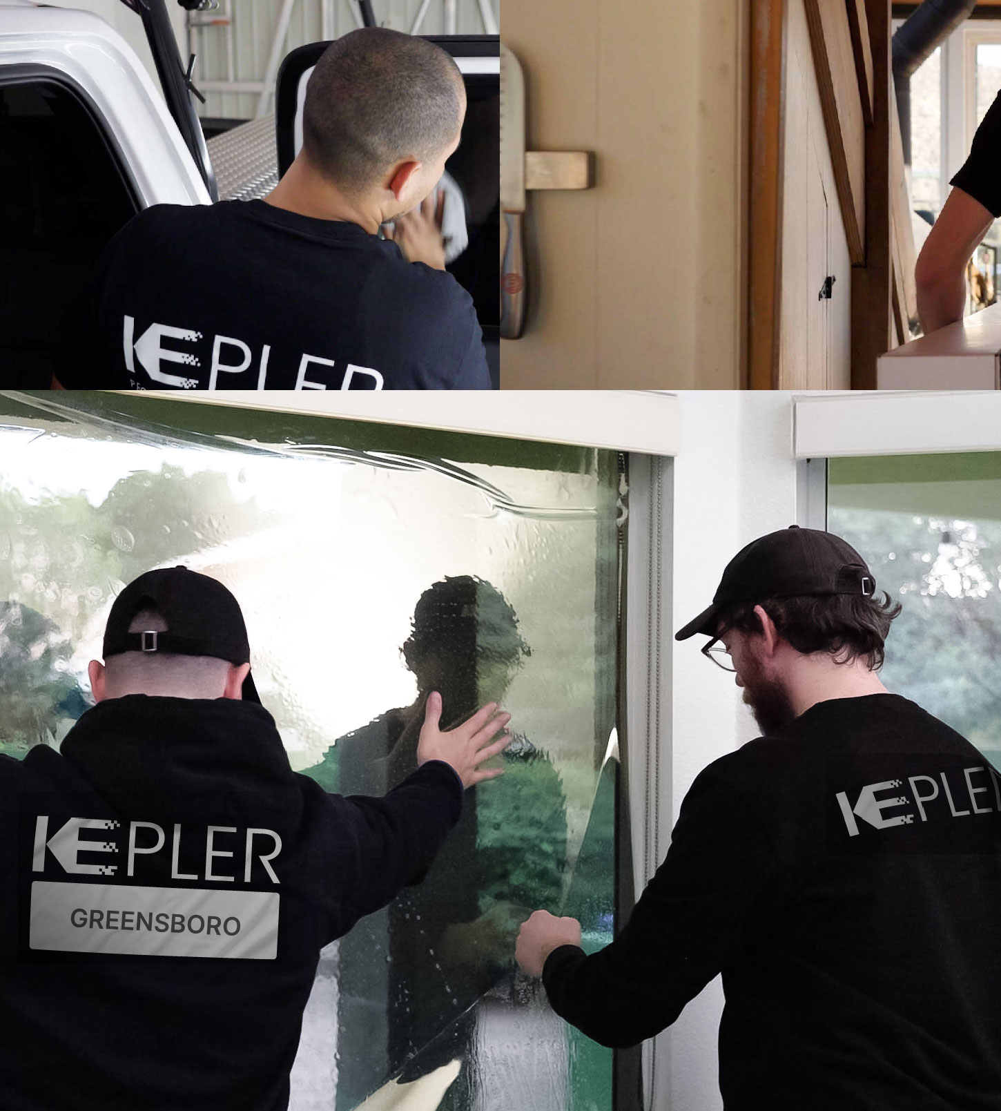 Kepler Technician Installing High-tech Window Tint to Home in Greensboro