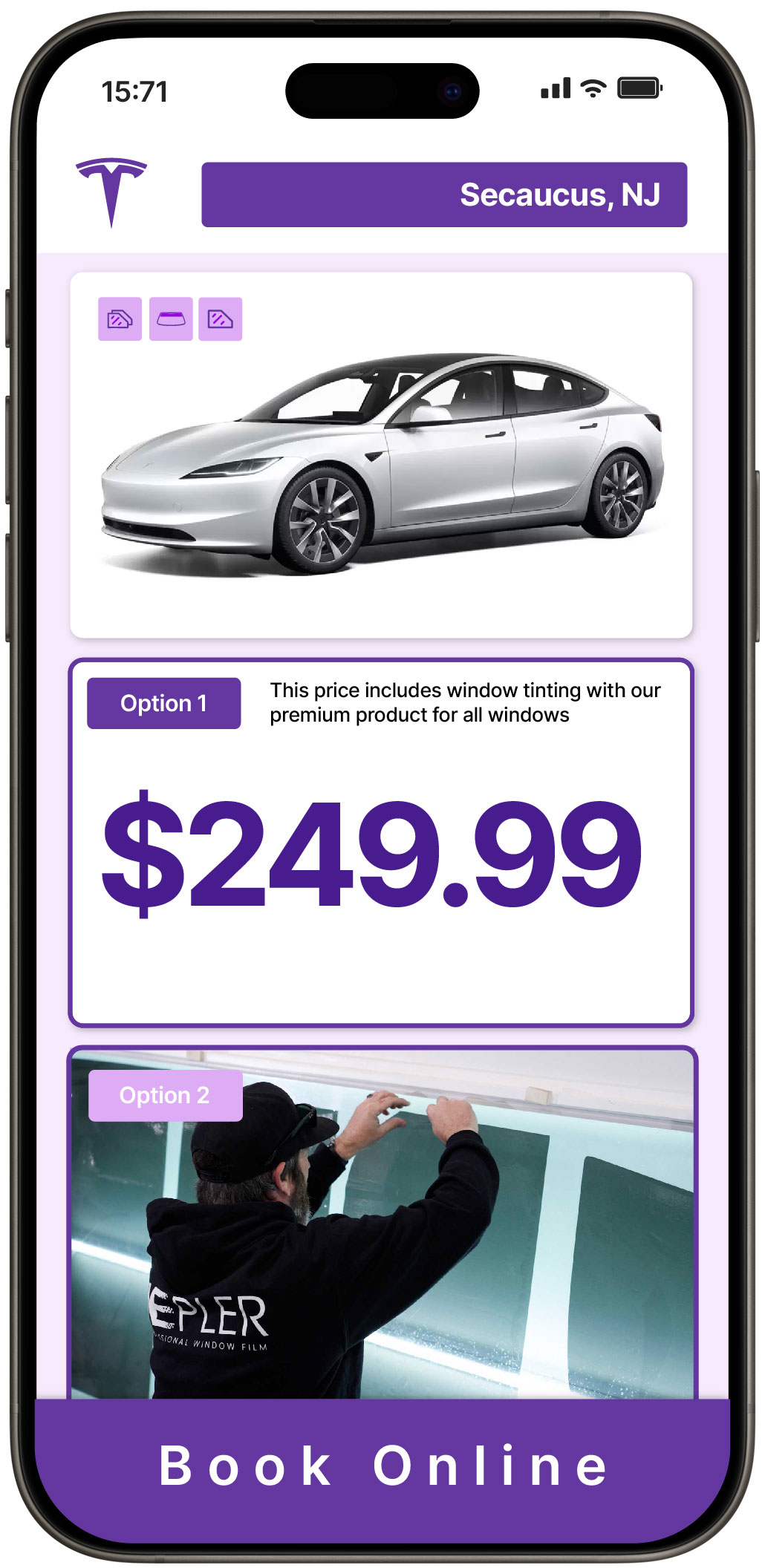 View Competitive Tesla Window Tinting Rates in Secaucus, New Jersey