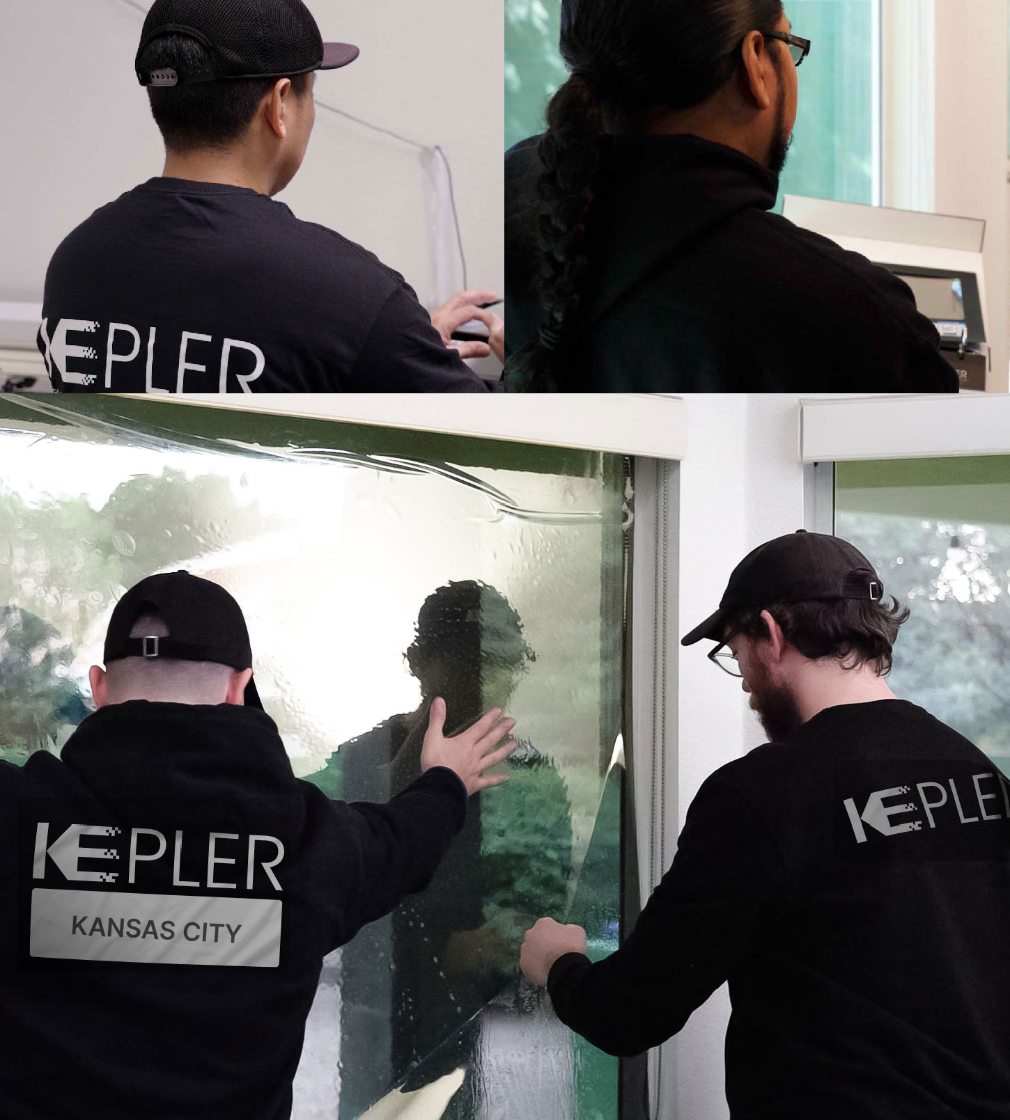 Kepler Technician Applying High-tech Window Tint to Home in Kansas City