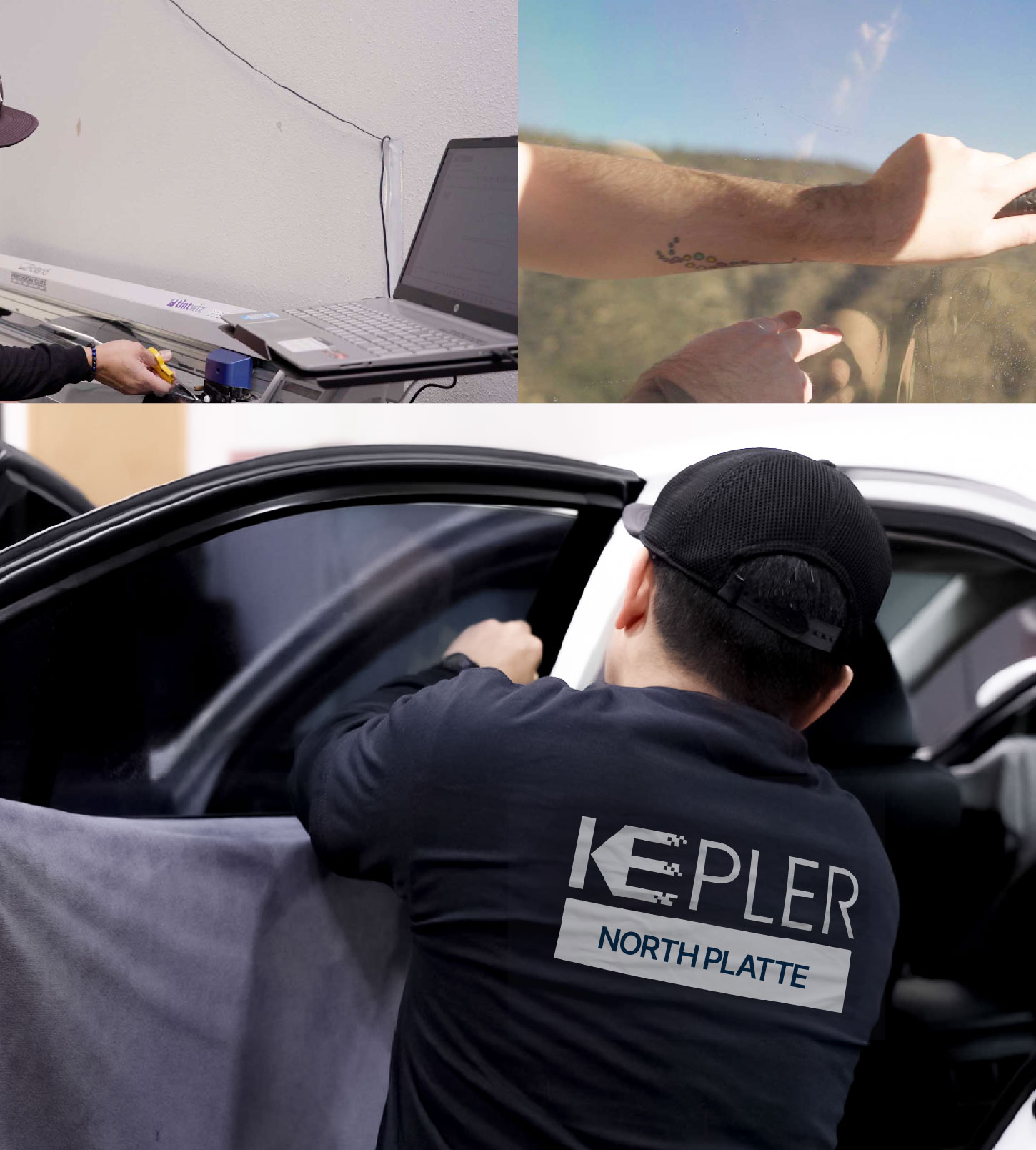 Automotive Window Tinting Expert Applying Film in North Platte, Nebraska