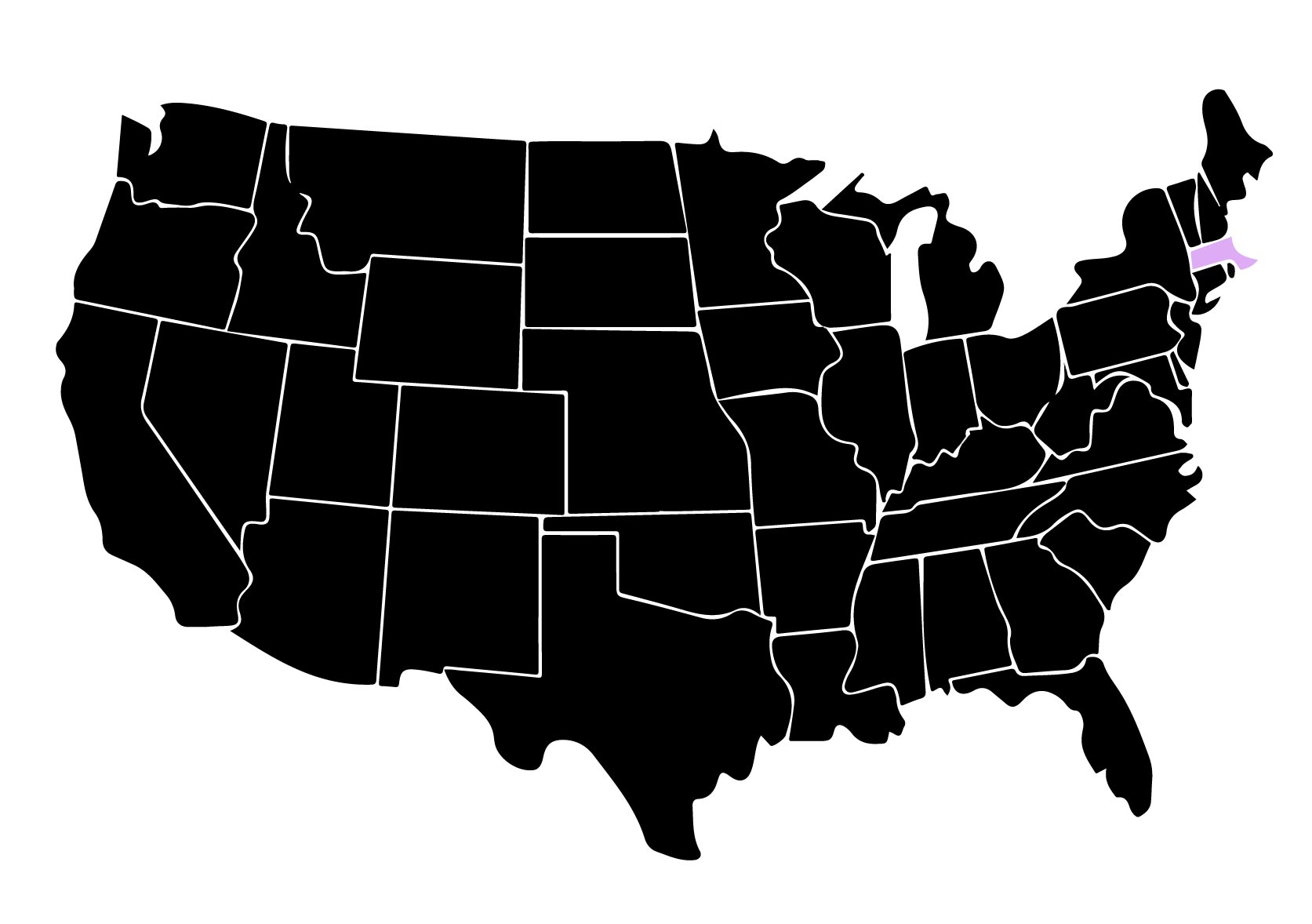 Map Showing Location of Kepler Window Tinters in Milford, Massachusetts with Purple Area on the State