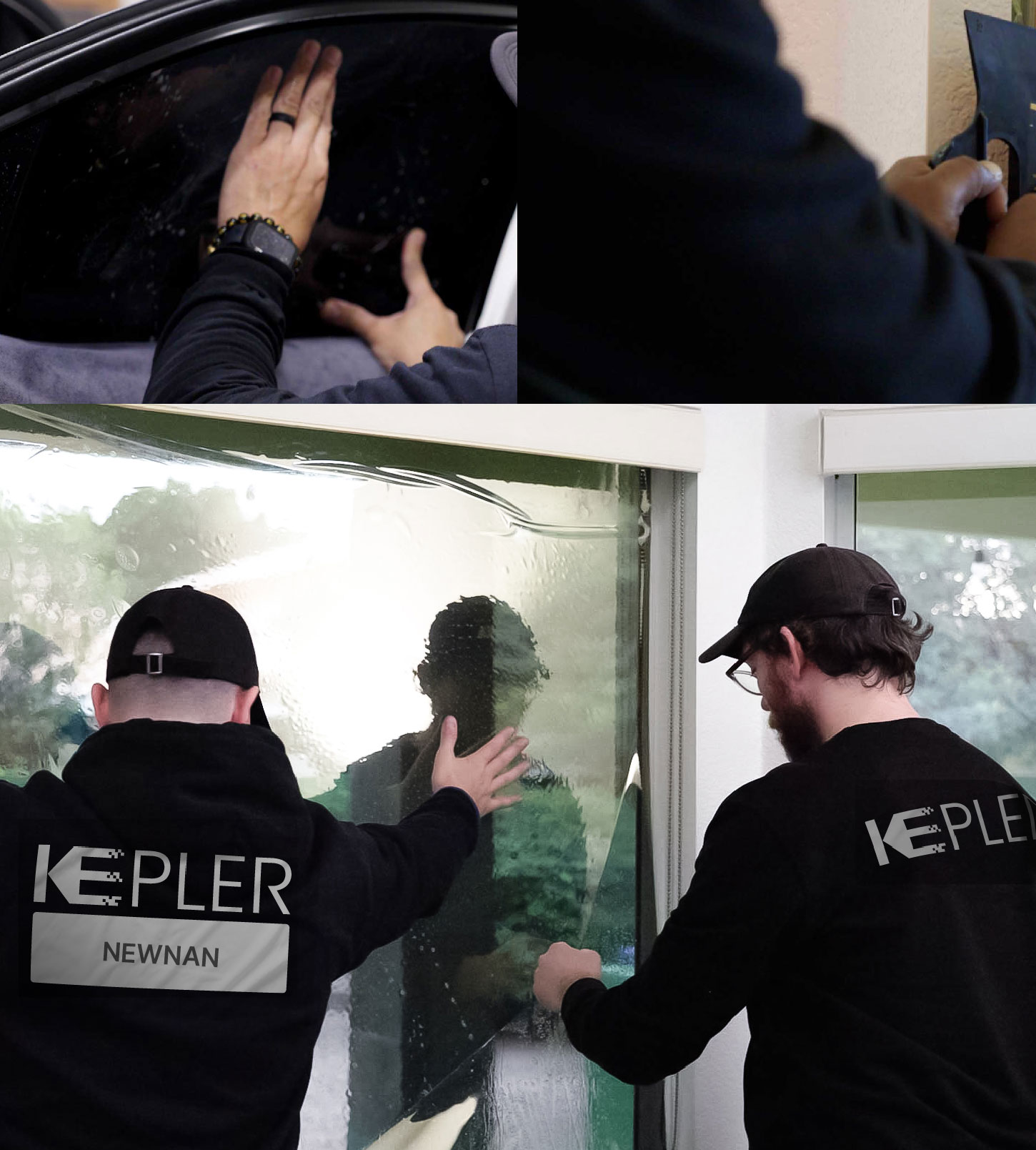 Kepler Technician Applying Advanced Window Tint to Home in Newnan