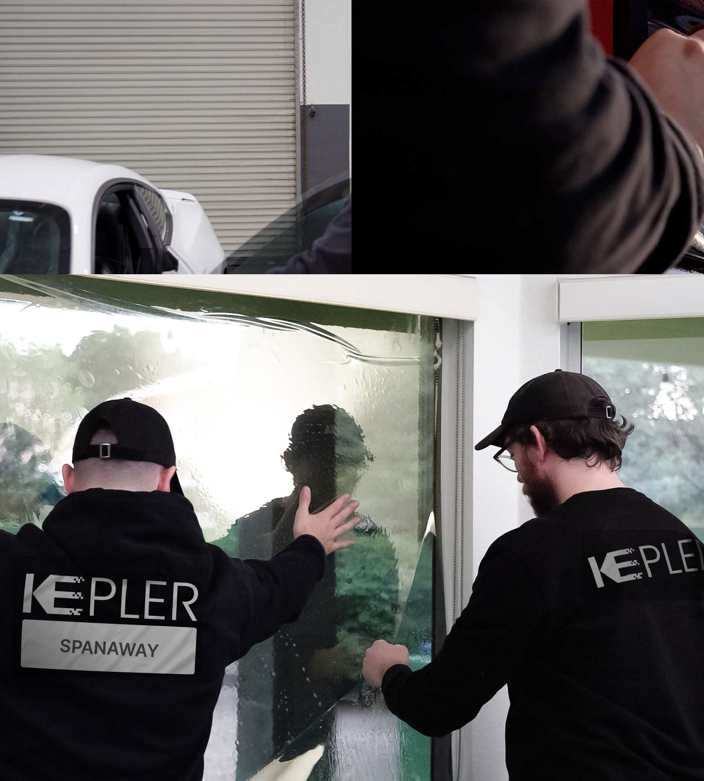 Expert Technician Installing Advanced Window Tint to Home in Spanaway