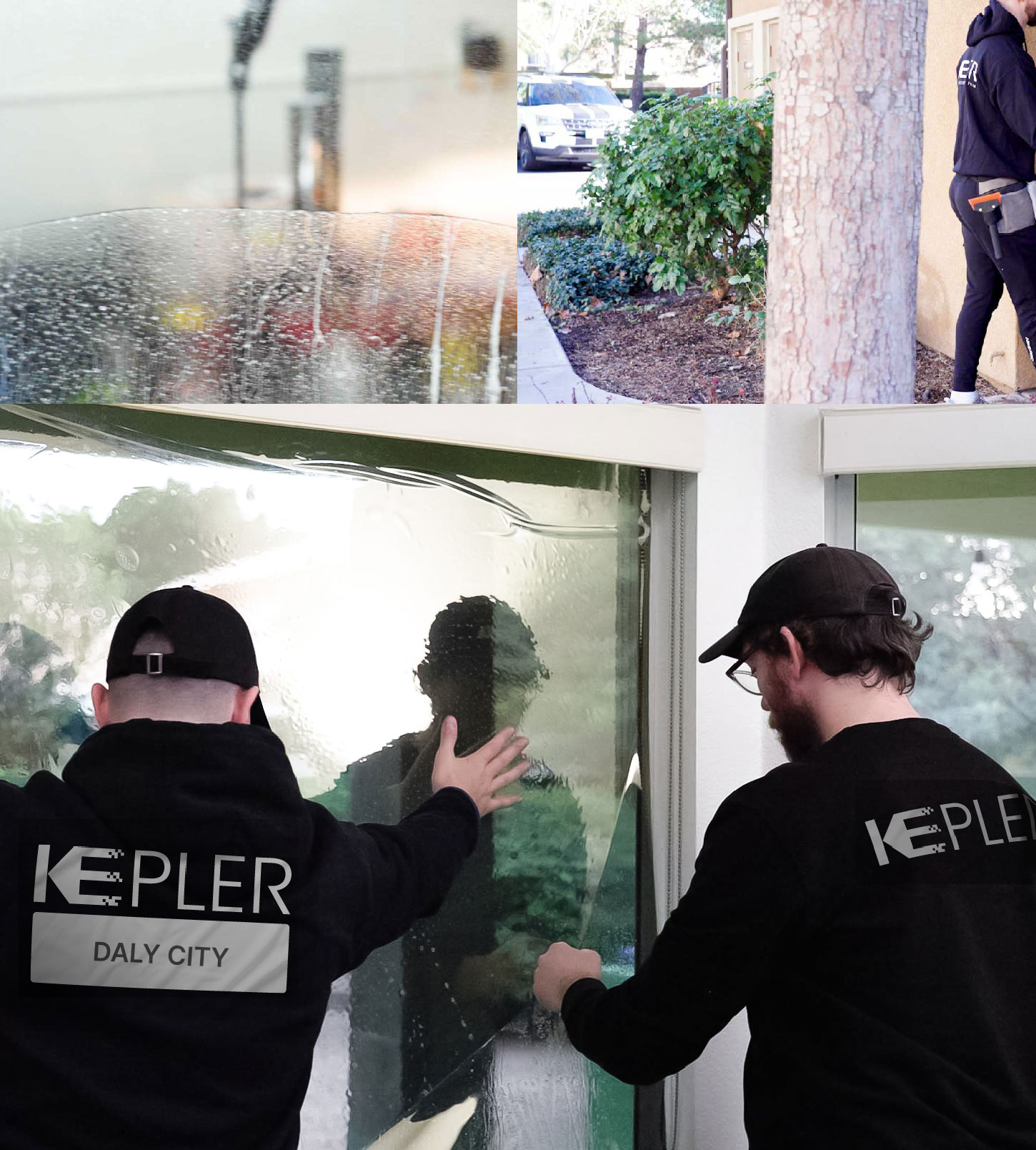 Expert Technician Fitting Ceramic Window Tint to Home in Daly City