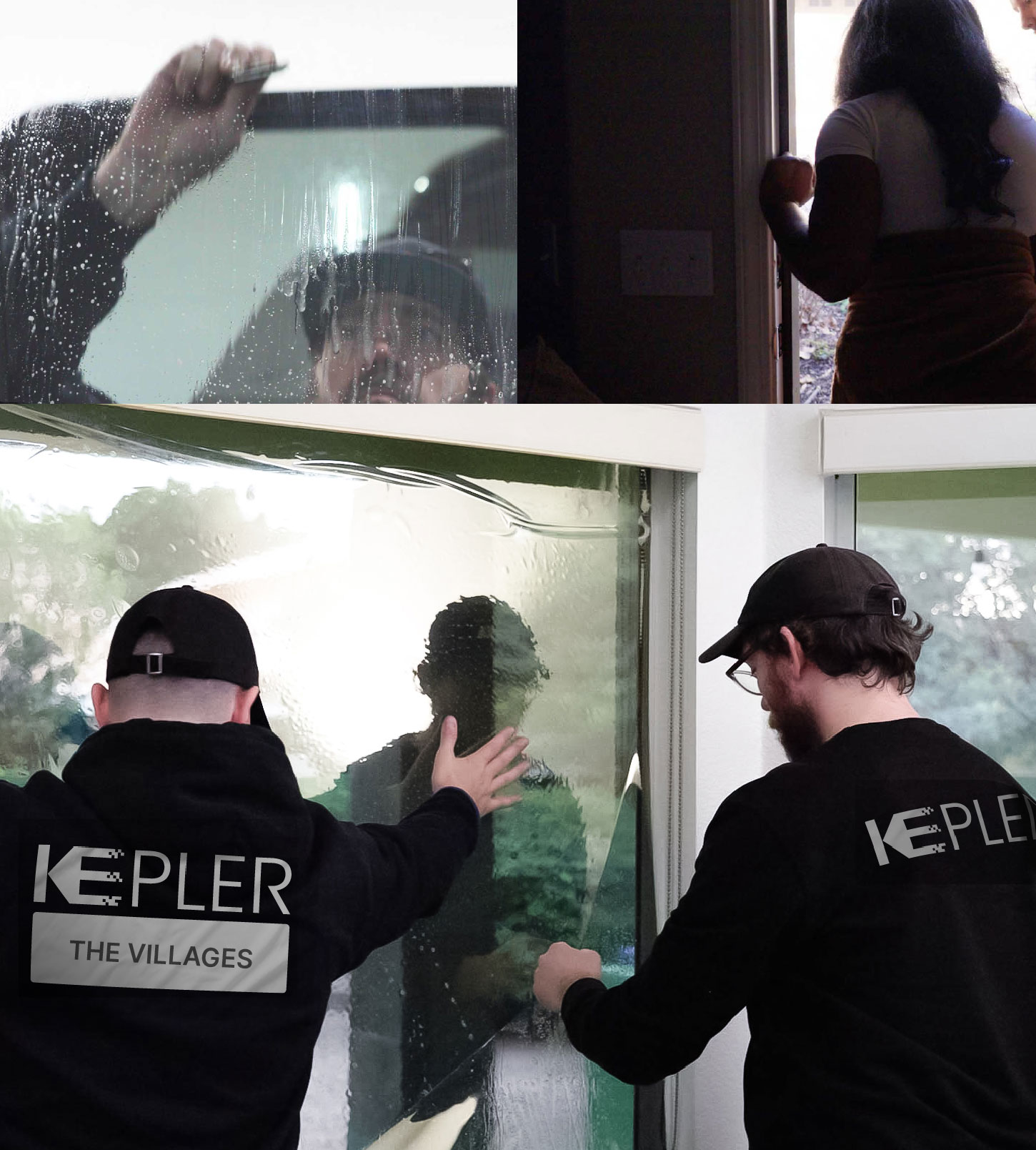 Kepler Technician Installing Ceramic Window Tint to Home in The Villages