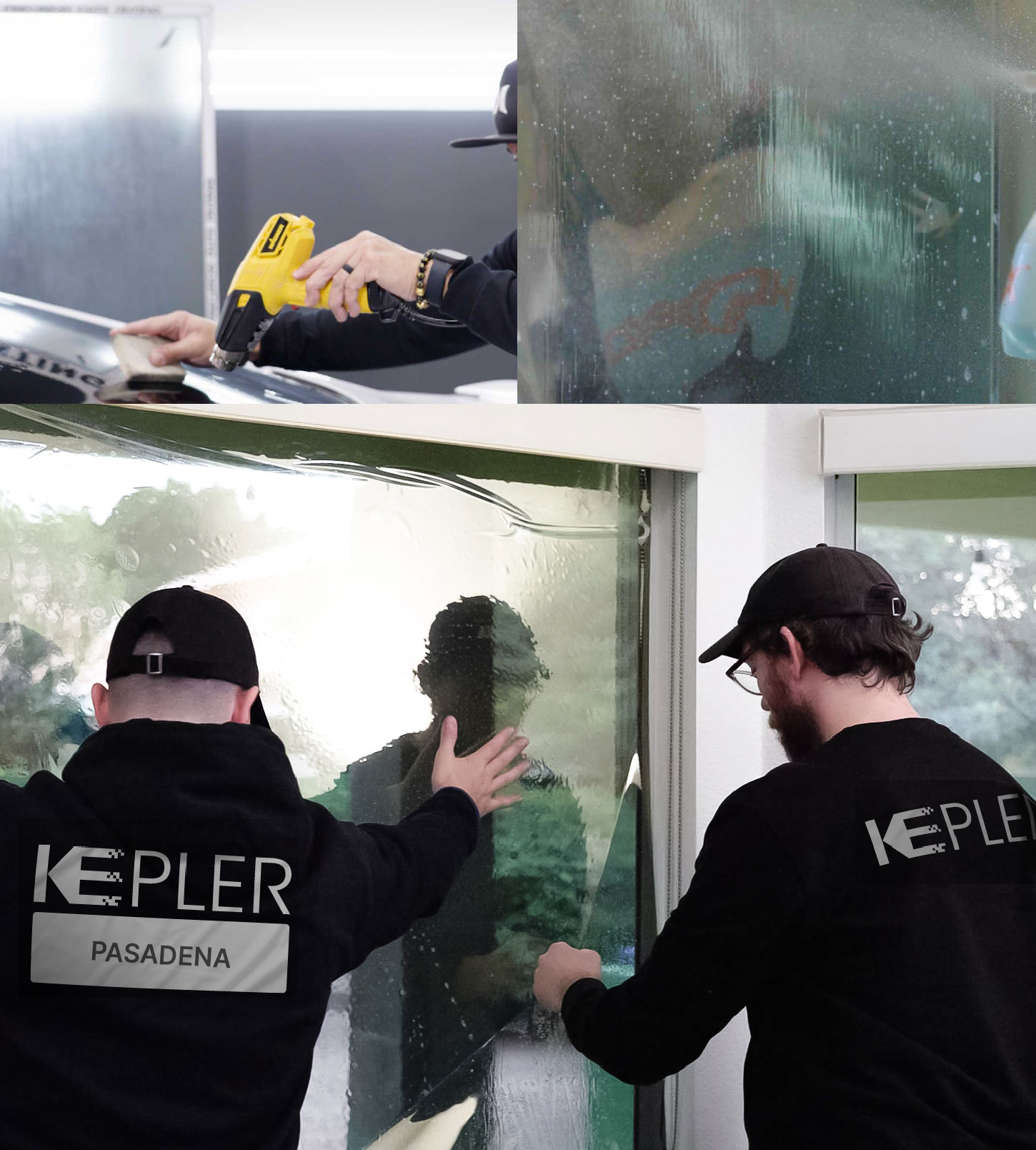 Expert Technician Fitting High-tech Window Tint to Home in Pasadena