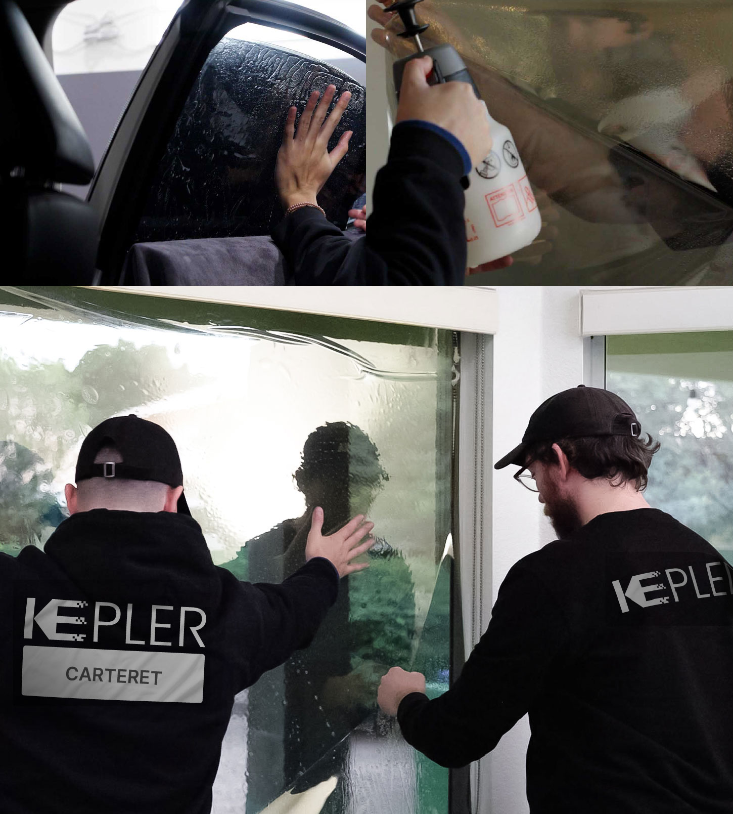 Kepler Technician Fitting High-tech Window Tint to Home in Carteret