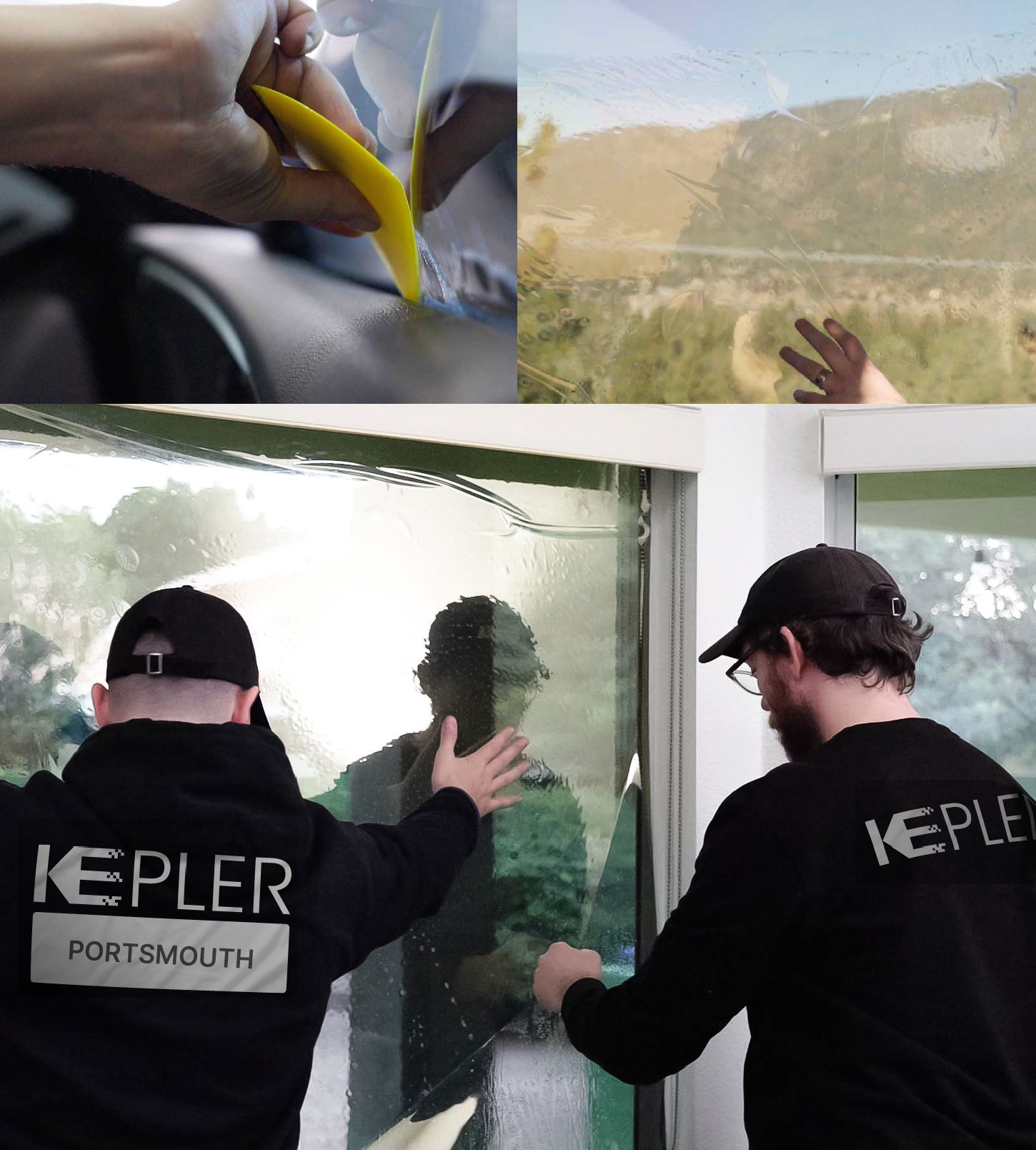 Expert Technician Fitting Ceramic Window Tint to Home in Portsmouth