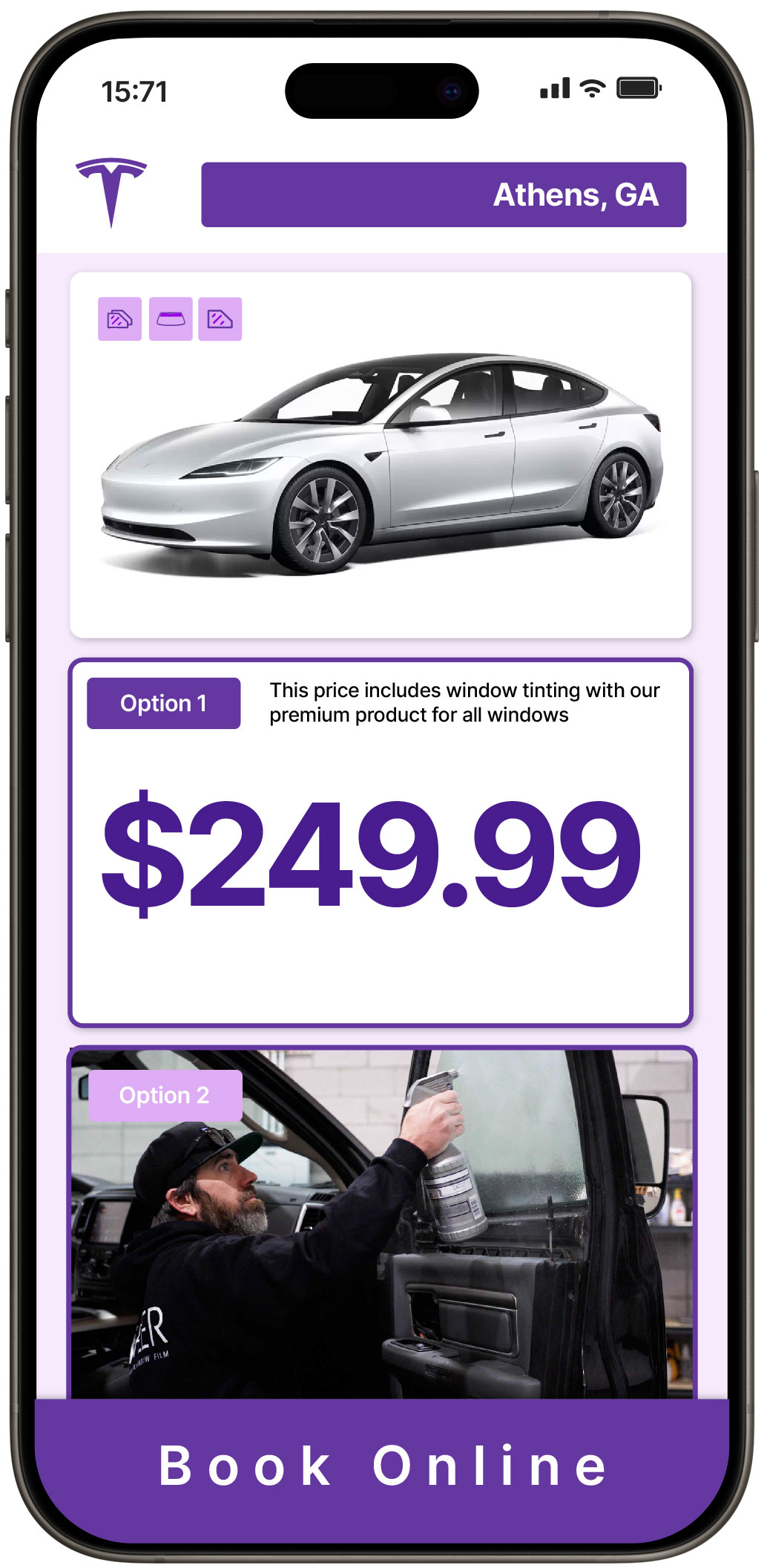 View Reasonable Tesla Window Tinting Prices in Athens, Georgia