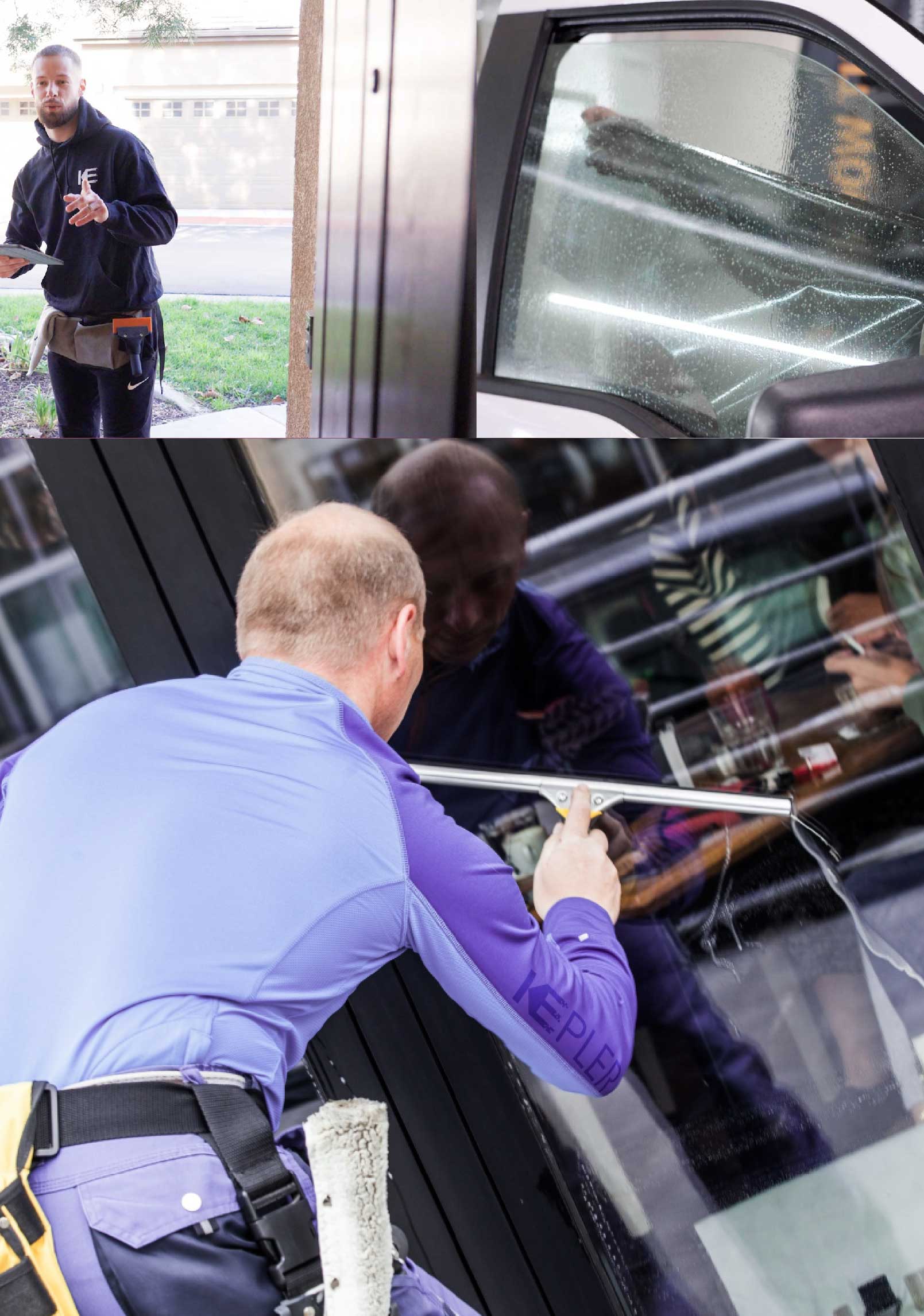 Kepler Professional Applying Anti-Graffiti Window Film to a Shorewood Shop Front