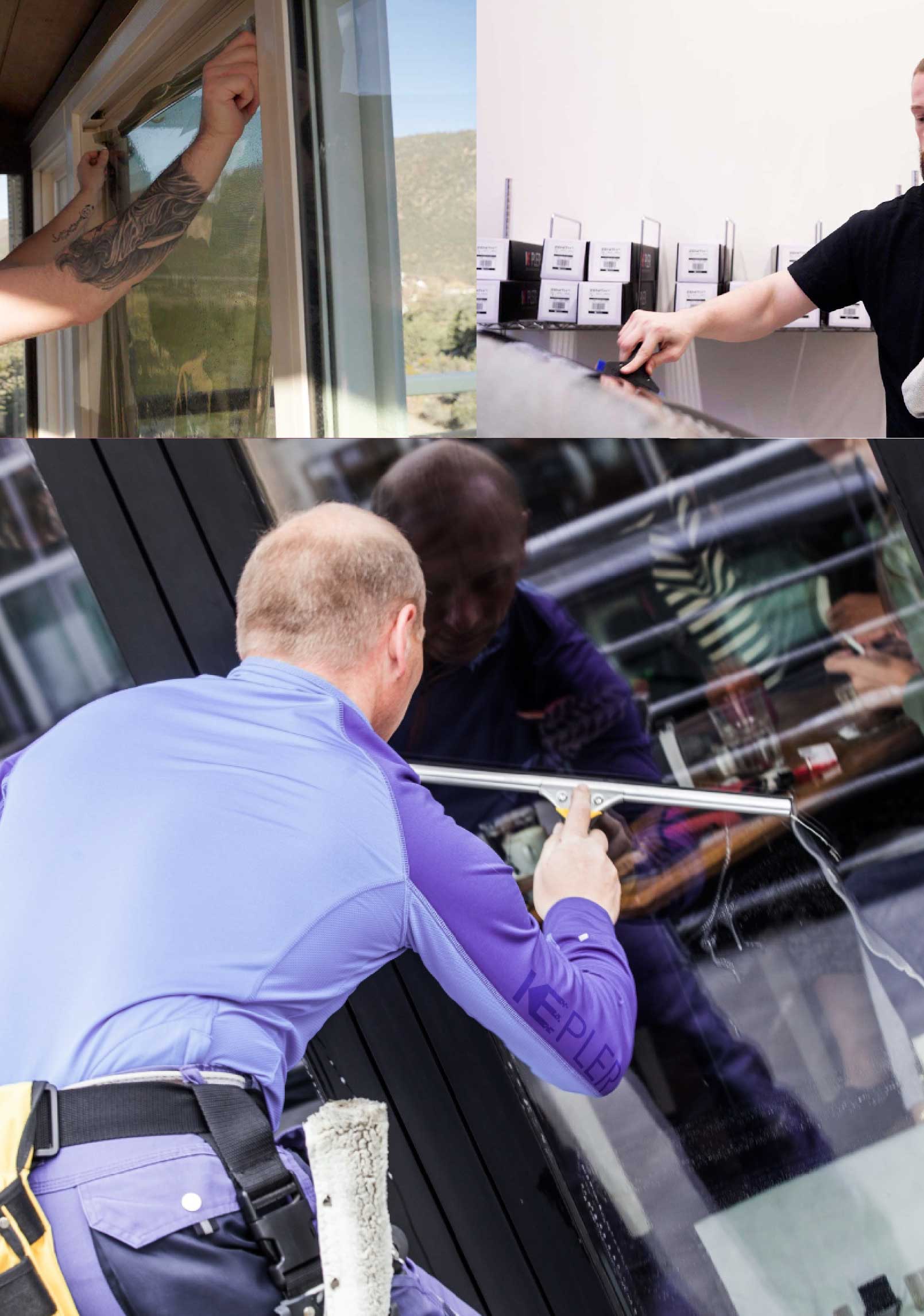 Kepler Skilled Applying Anti-Graffiti Window Film to a Rowlett Shop Front
