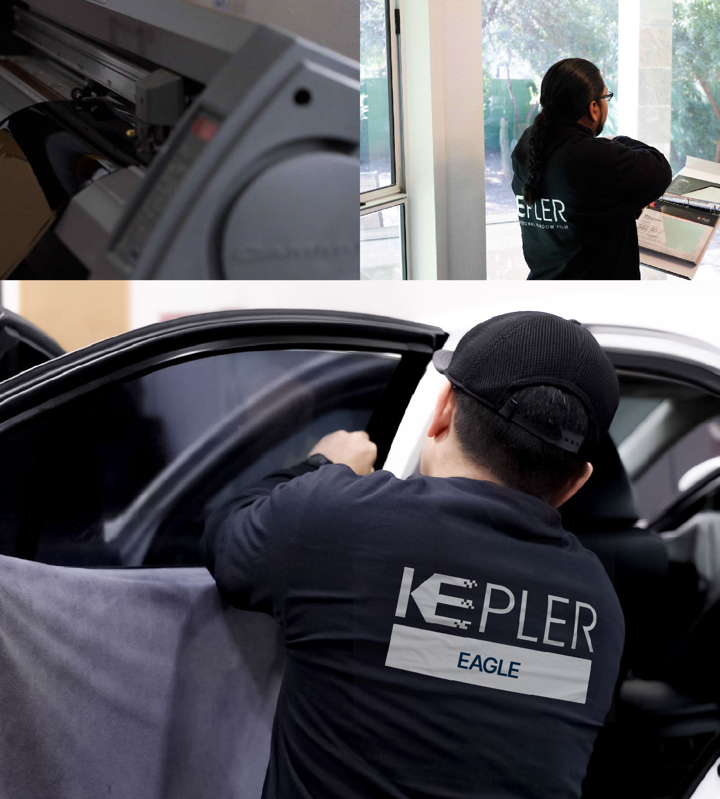 Automotive Window Tinting Expert Applying Film in Eagle, Idaho