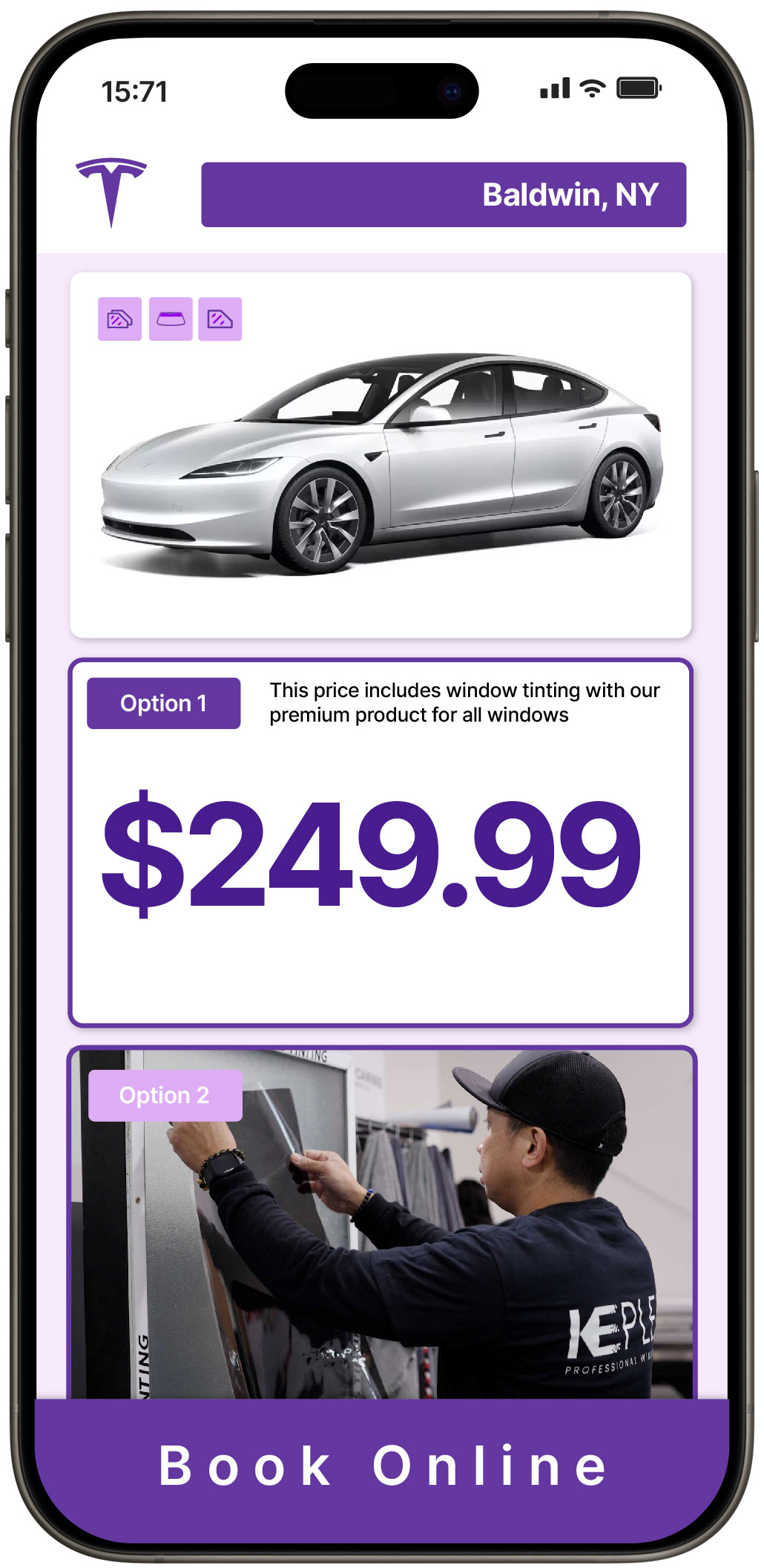View Competitive Tesla Window Tinting Costs in Baldwin, New York