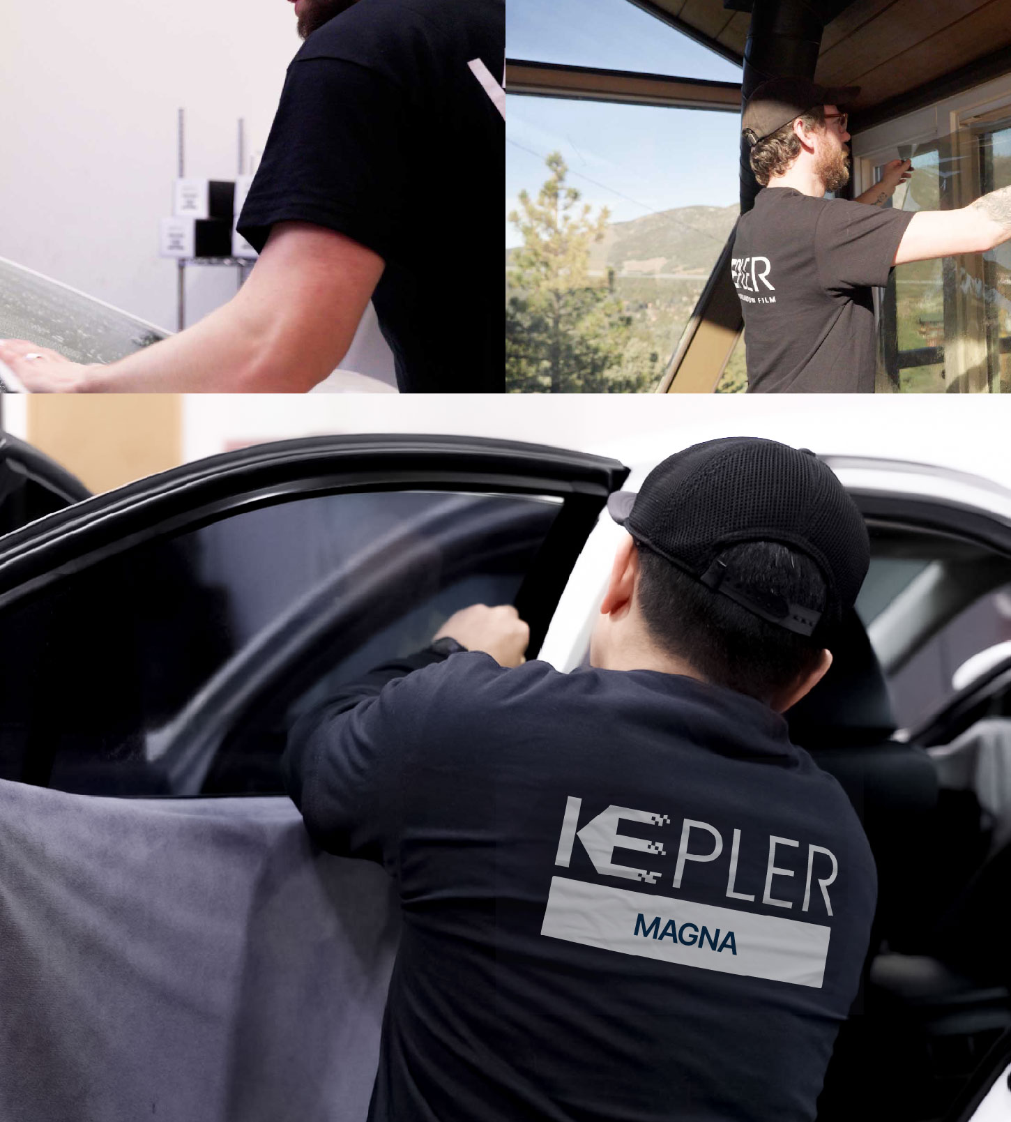 Automotive Window Tinting Expert Applying Film in Magna, Utah