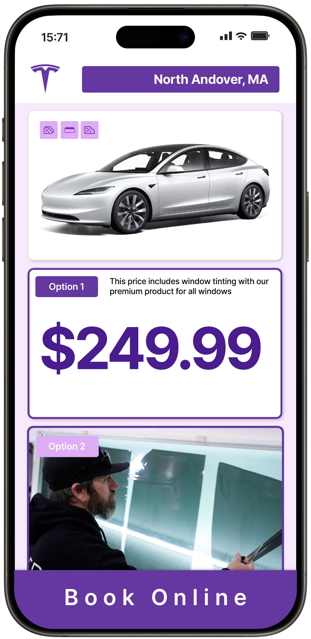 View Competitive Tesla Window Tinting Prices in North Andover, Massachusetts