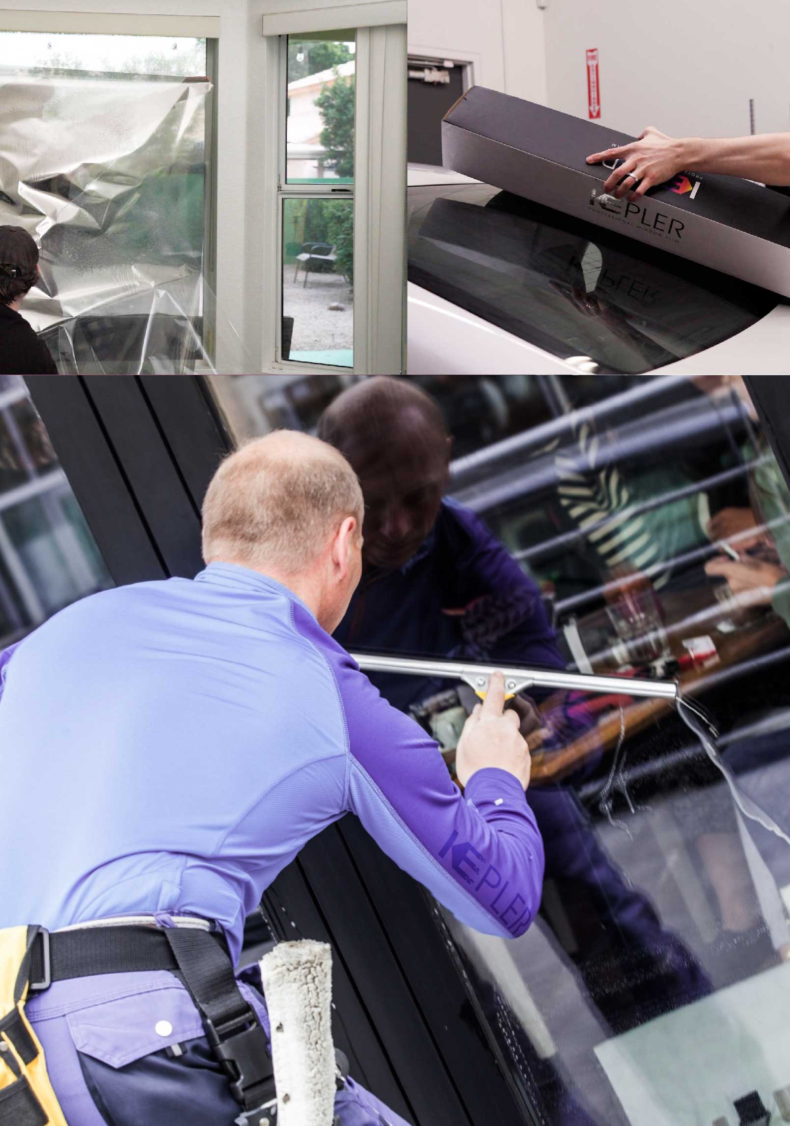 Kepler Skilled Applying Anti-Graffiti Window Film to a Rego Park Shop Front