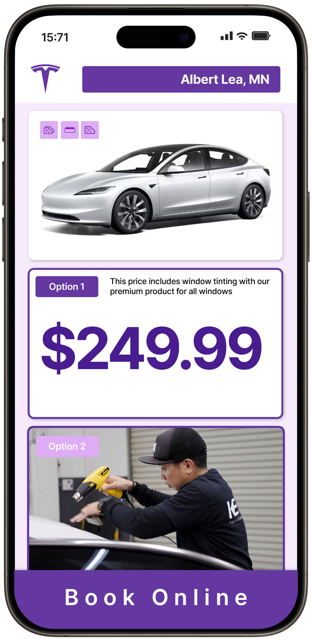 View Competitive Tesla Window Tinting Prices in Albert Lea, Minnesota