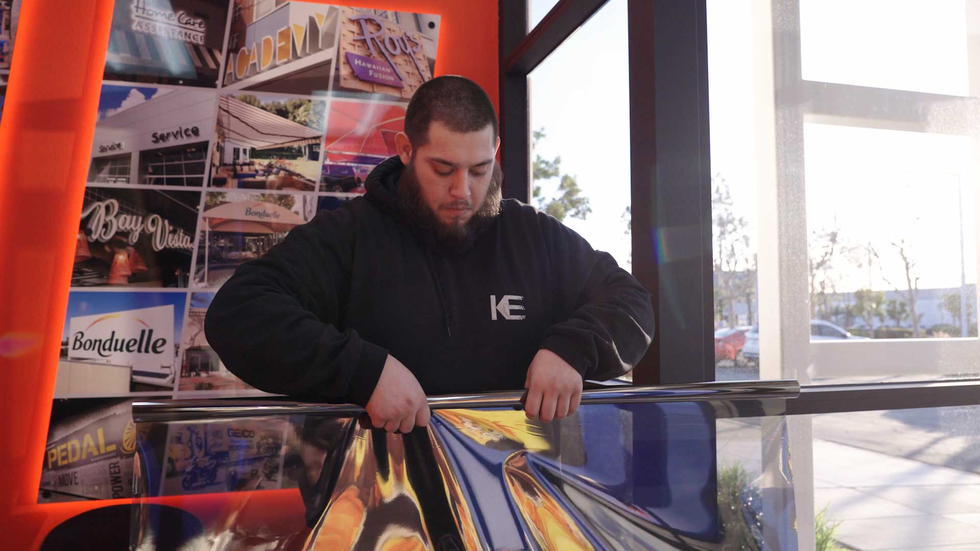 Preparing a Window for Anti-Graffiti Film Installation in North Dakota