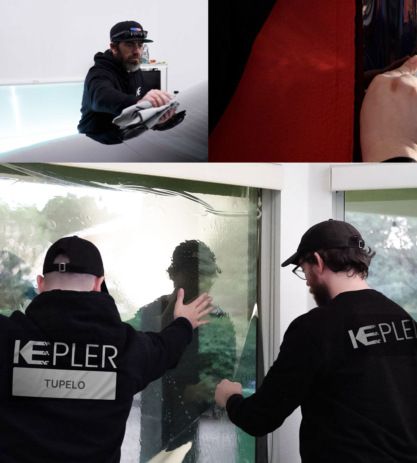 Kepler Technician Installing High-tech Window Tint to Home in Tupelo