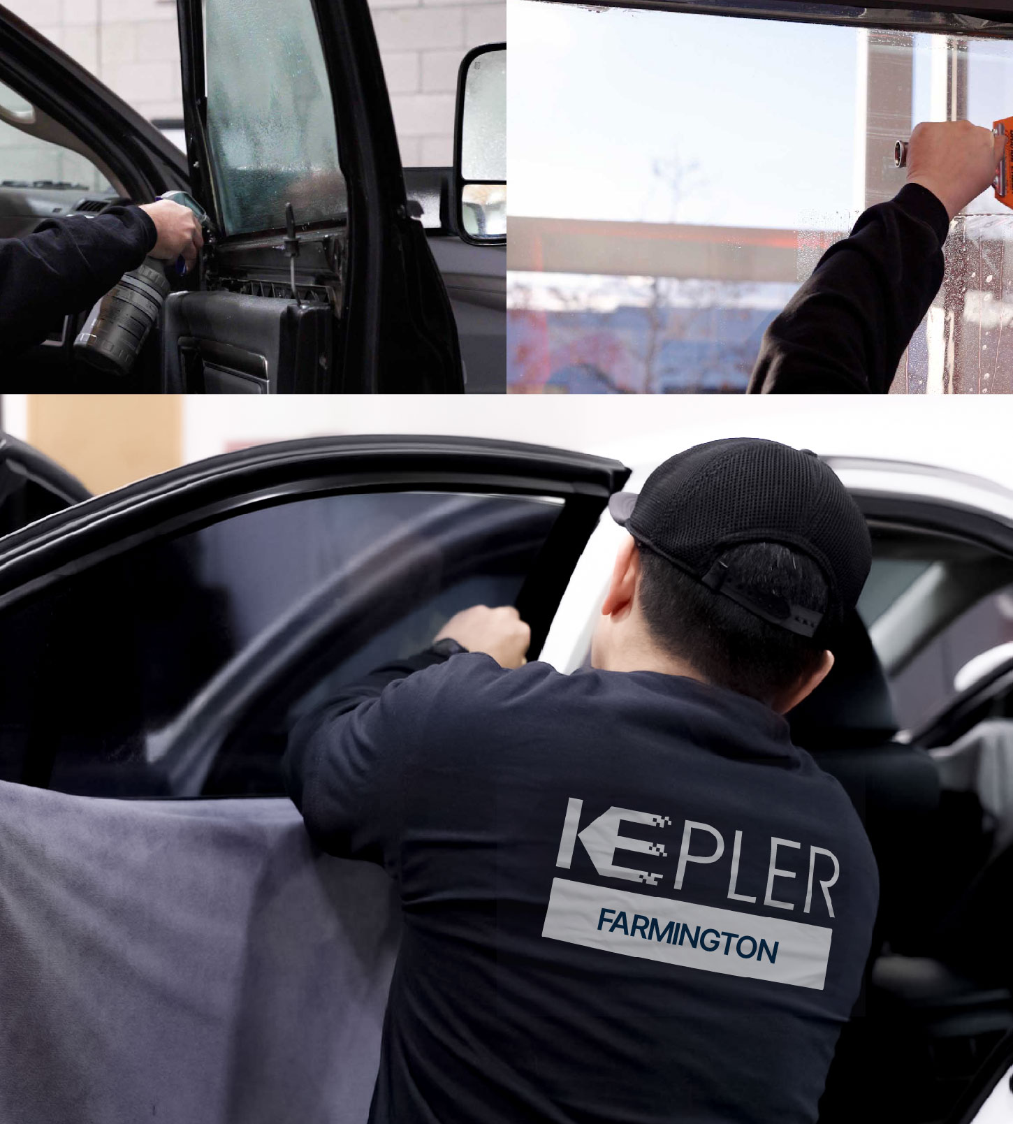 Automotive Window Tinting Expert Applying Film in Farmington, Missouri