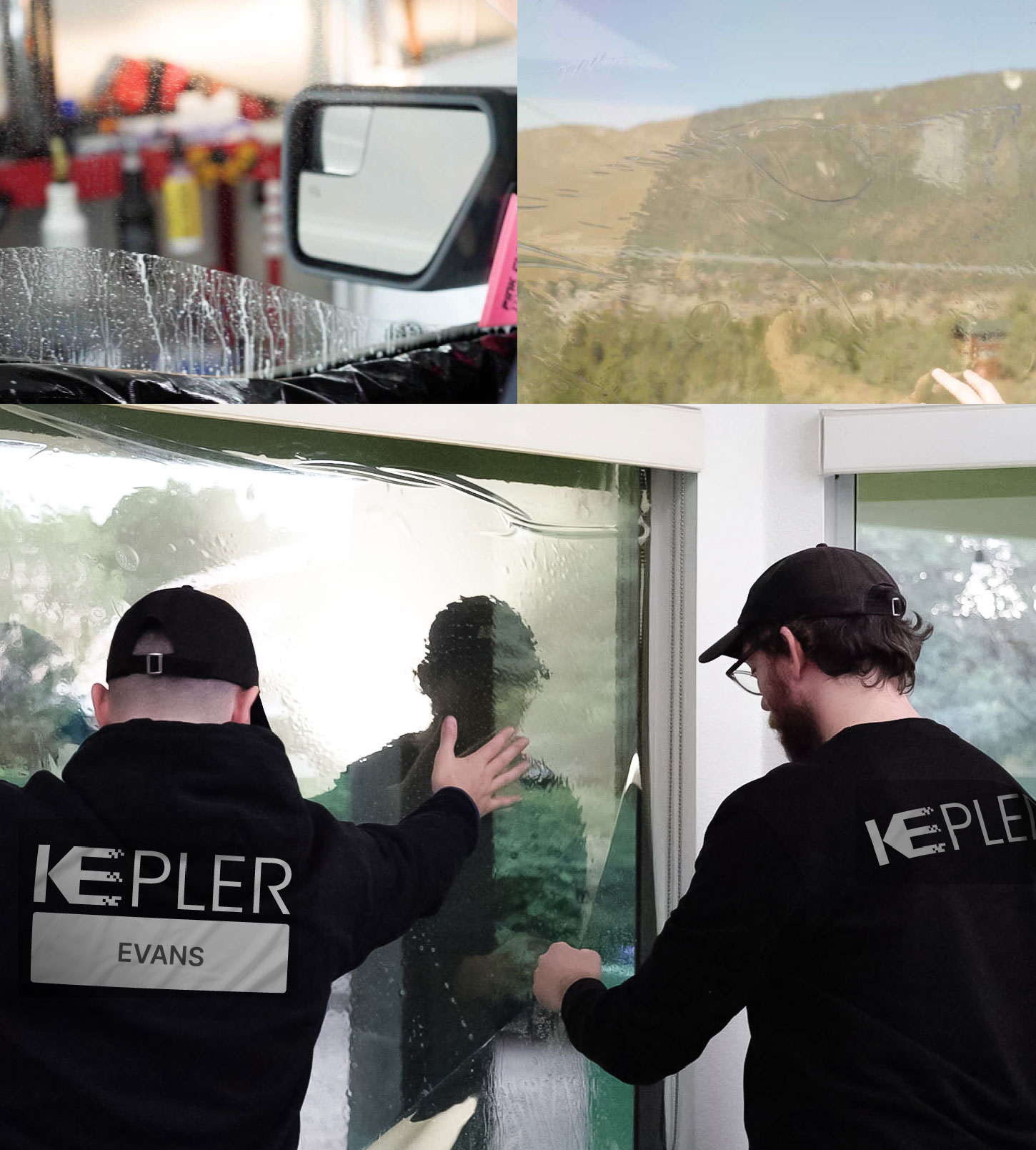 Expert Technician Installing Ceramic Window Tint to Home in Evans