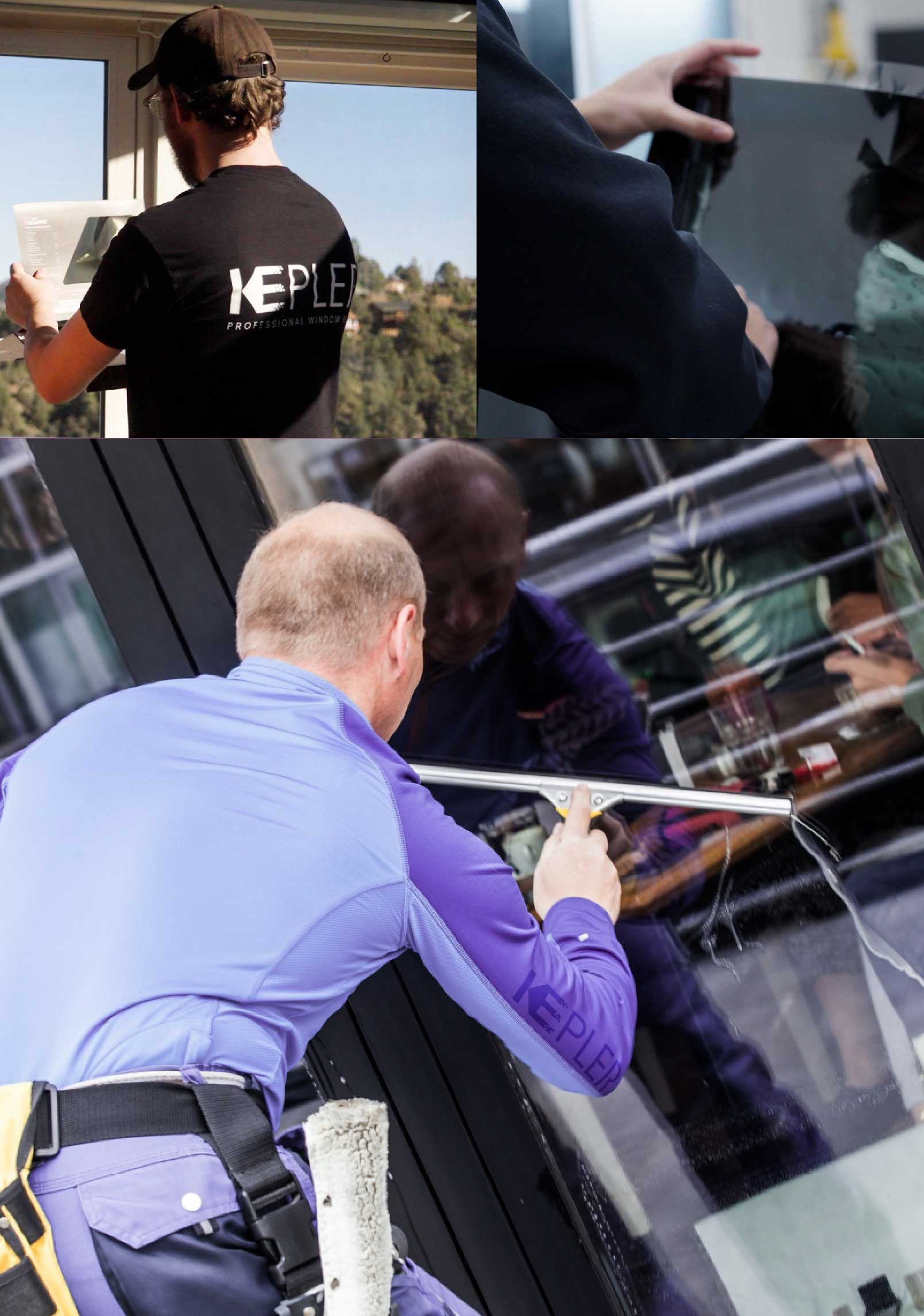 Kepler Skilled Applying Anti-Graffiti Window Film to a Lowell Shop Front
