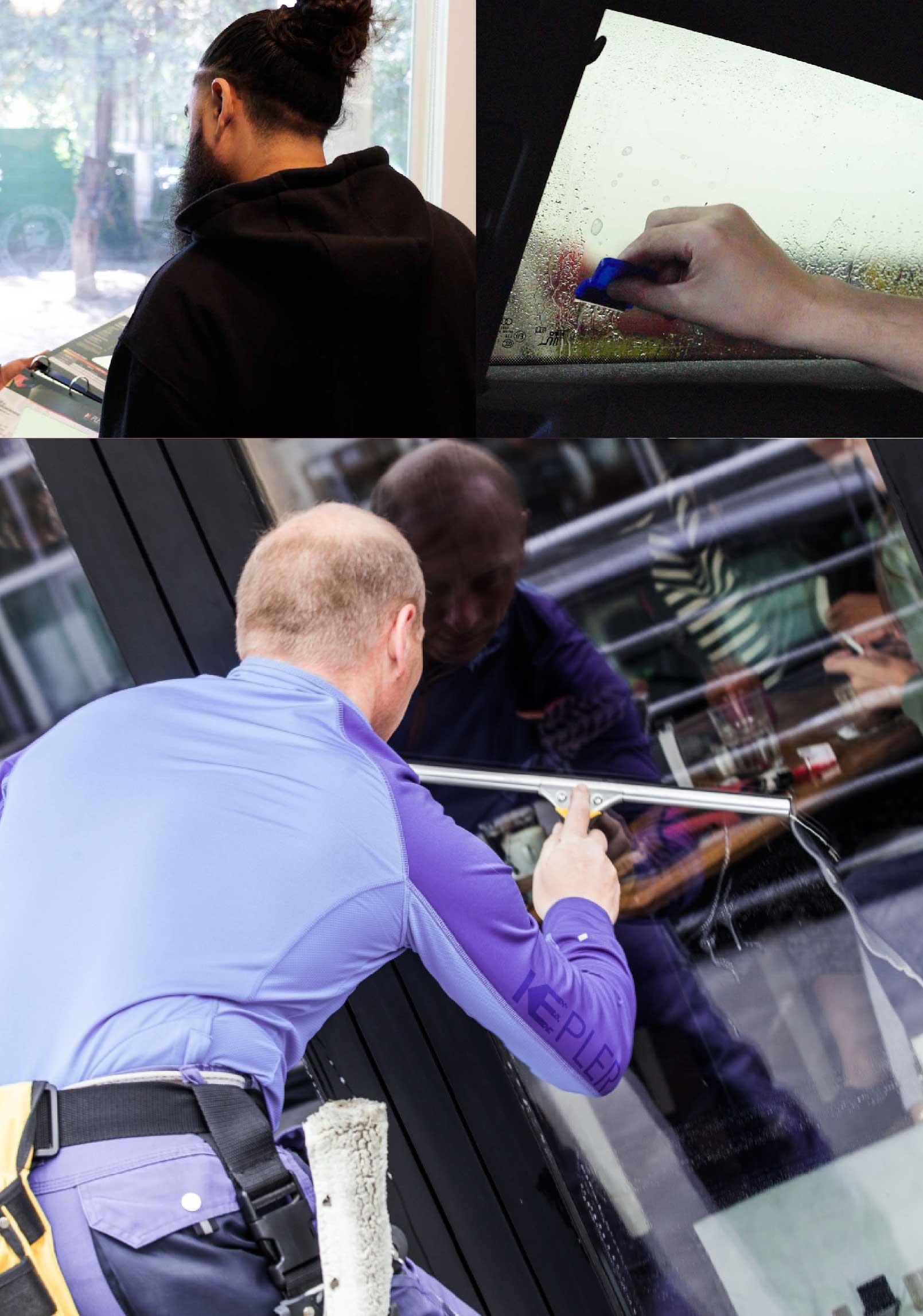 Kepler Professional Applying Anti-Graffiti Window Film to a Jacksonville Shop Front