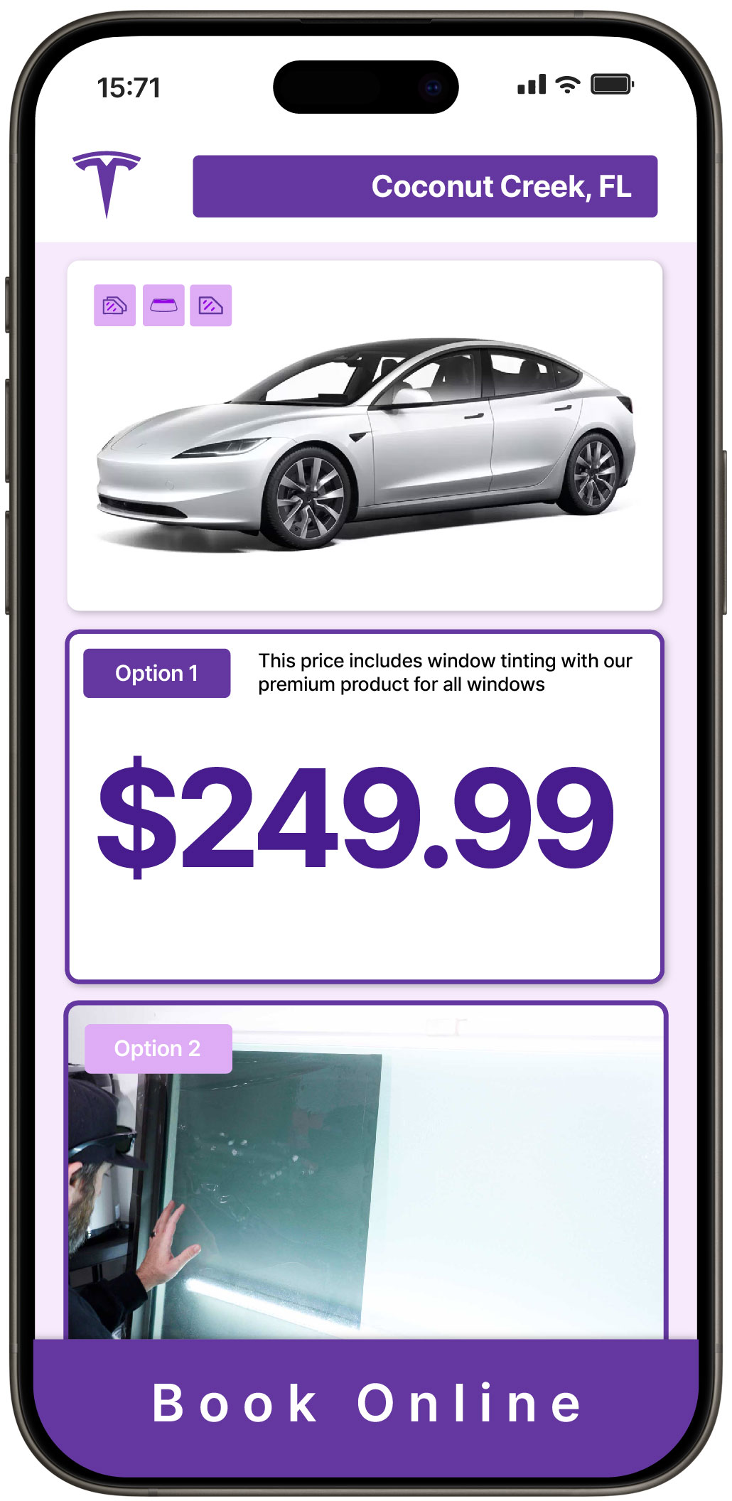View Reasonable Tesla Window Tinting Prices in Coconut Creek, Florida