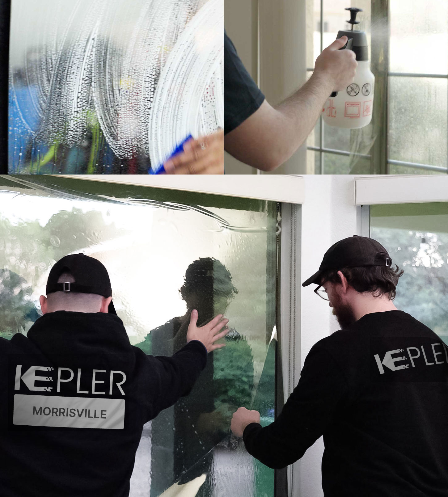 Kepler Technician Installing High-tech Window Tint to Home in Morrisville