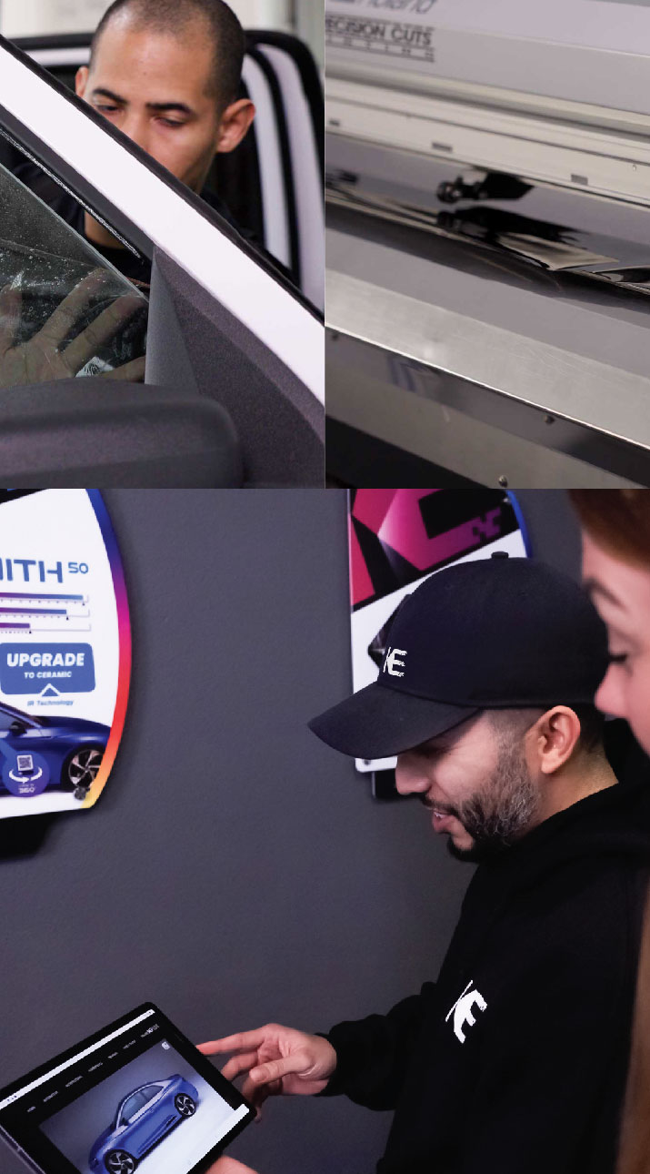Kepler Dealer Showing Car Window Film Options to Customer in Woodland Hills, California
