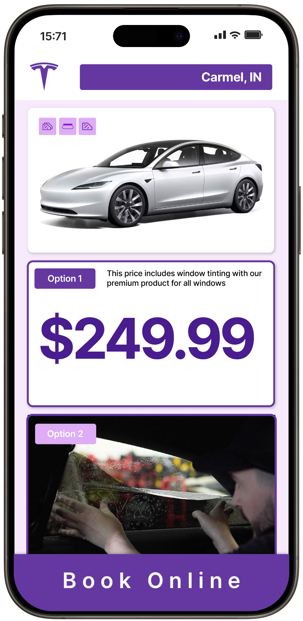 View Affordable Tesla Window Tinting Costs in Carmel, Indiana