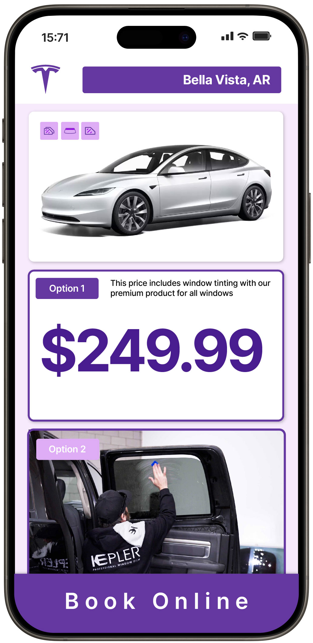 View Affordable Tesla Window Tinting Prices in Bella Vista, Arkansas