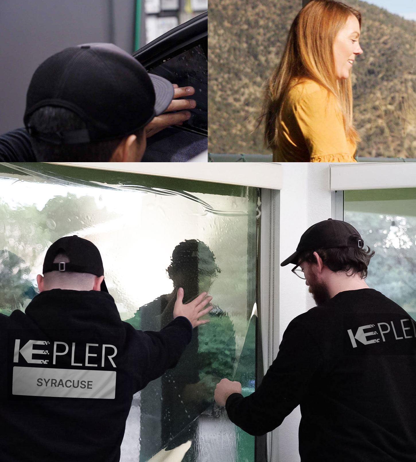 Kepler Technician Installing Ceramic Window Tint to Home in Syracuse