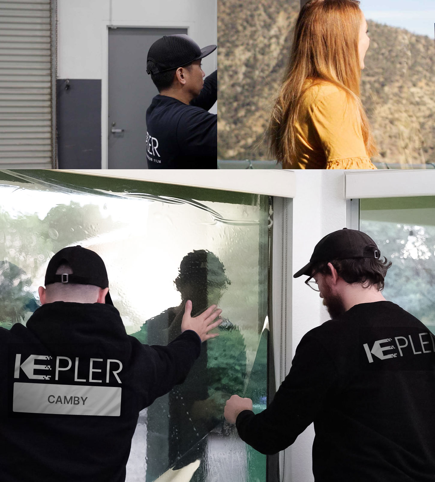 Expert Technician Fitting High-tech Window Tint to Home in Camby