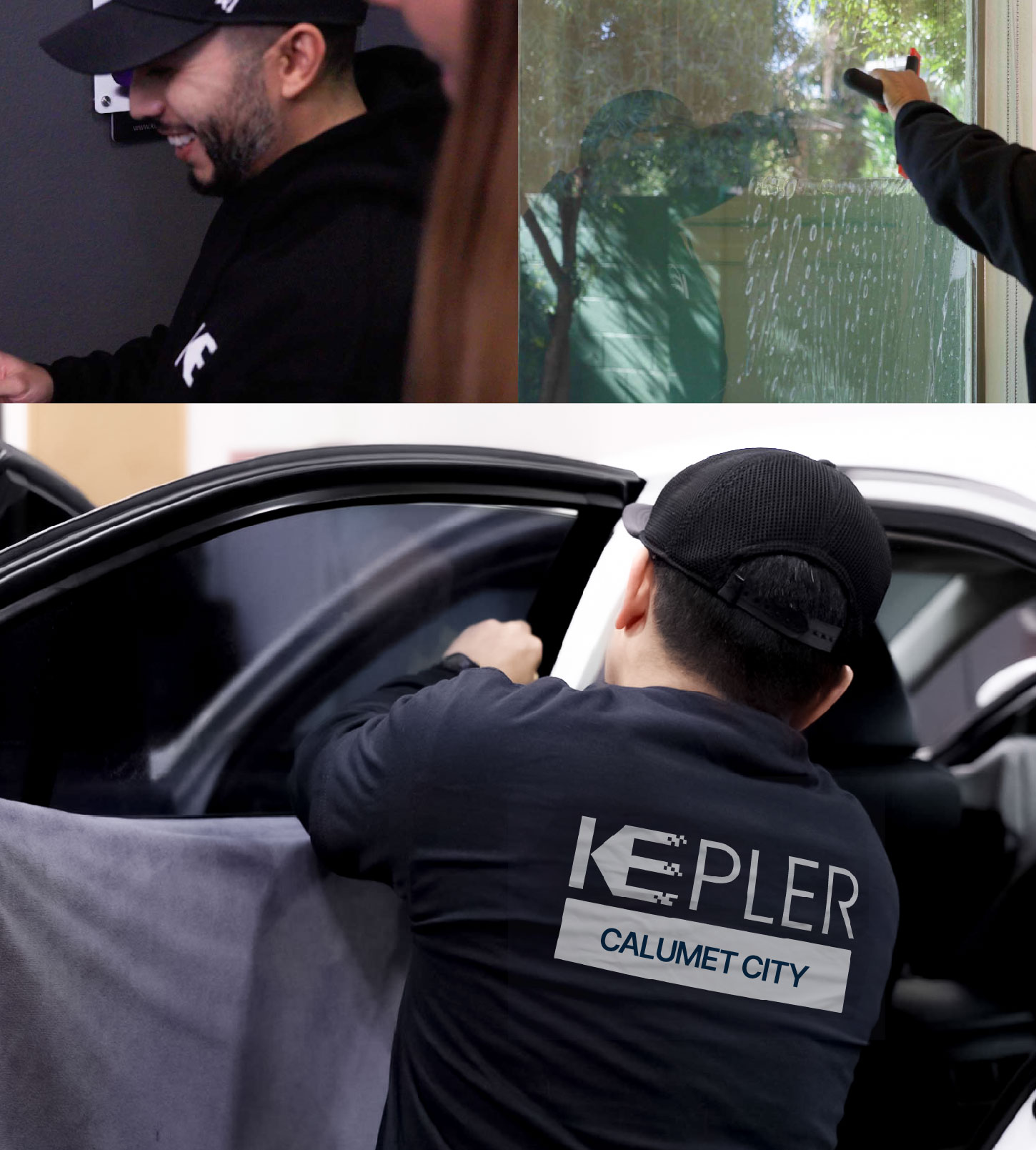 Automotive Window Tinting Expert Applying Film in Calumet City, Illinois