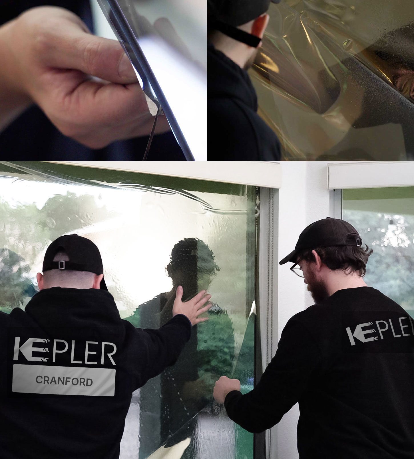 Expert Technician Installing Advanced Window Tint to Home in Cranford