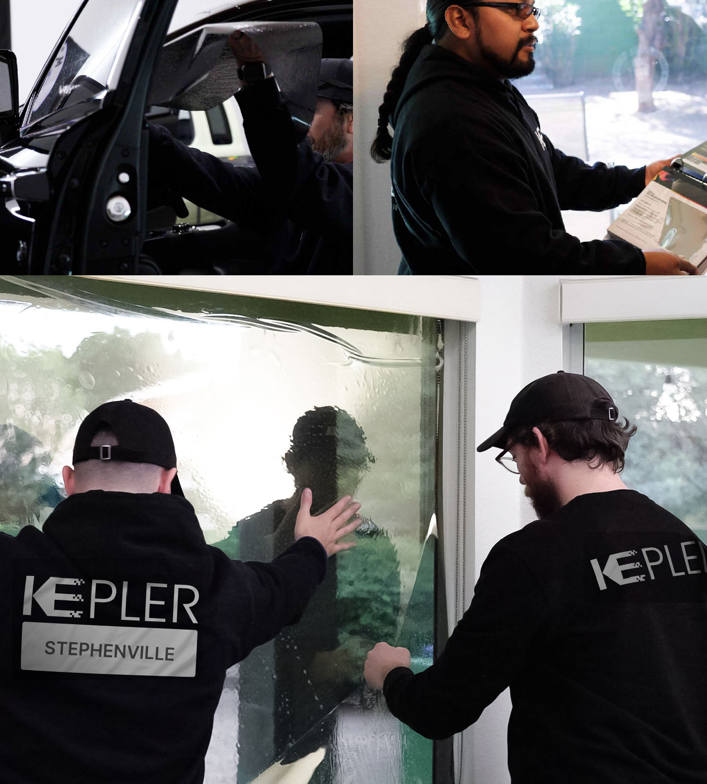 Expert Technician Installing High-tech Window Tint to Home in Stephenville