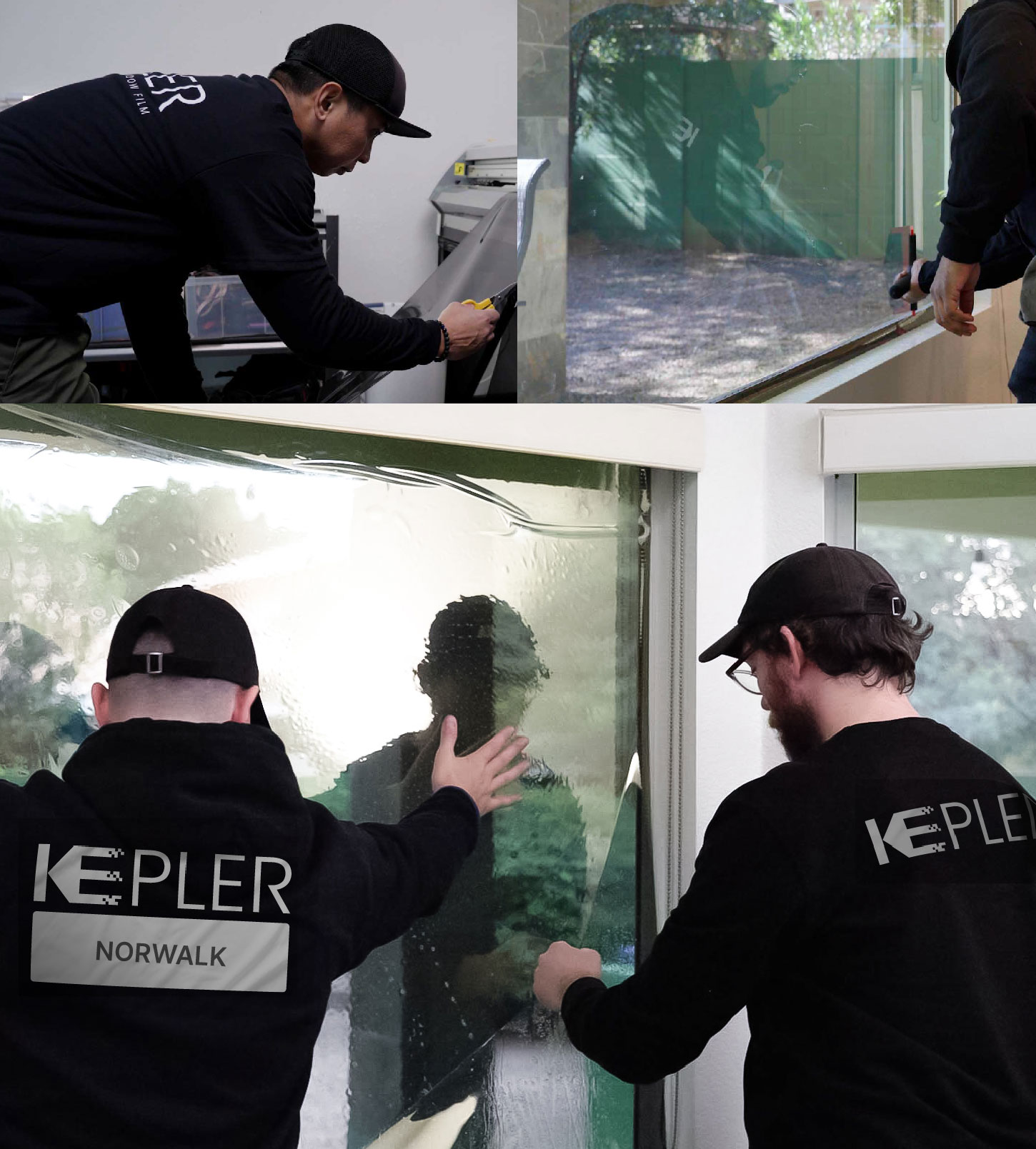 Kepler Technician Fitting High-tech Window Tint to Home in Norwalk