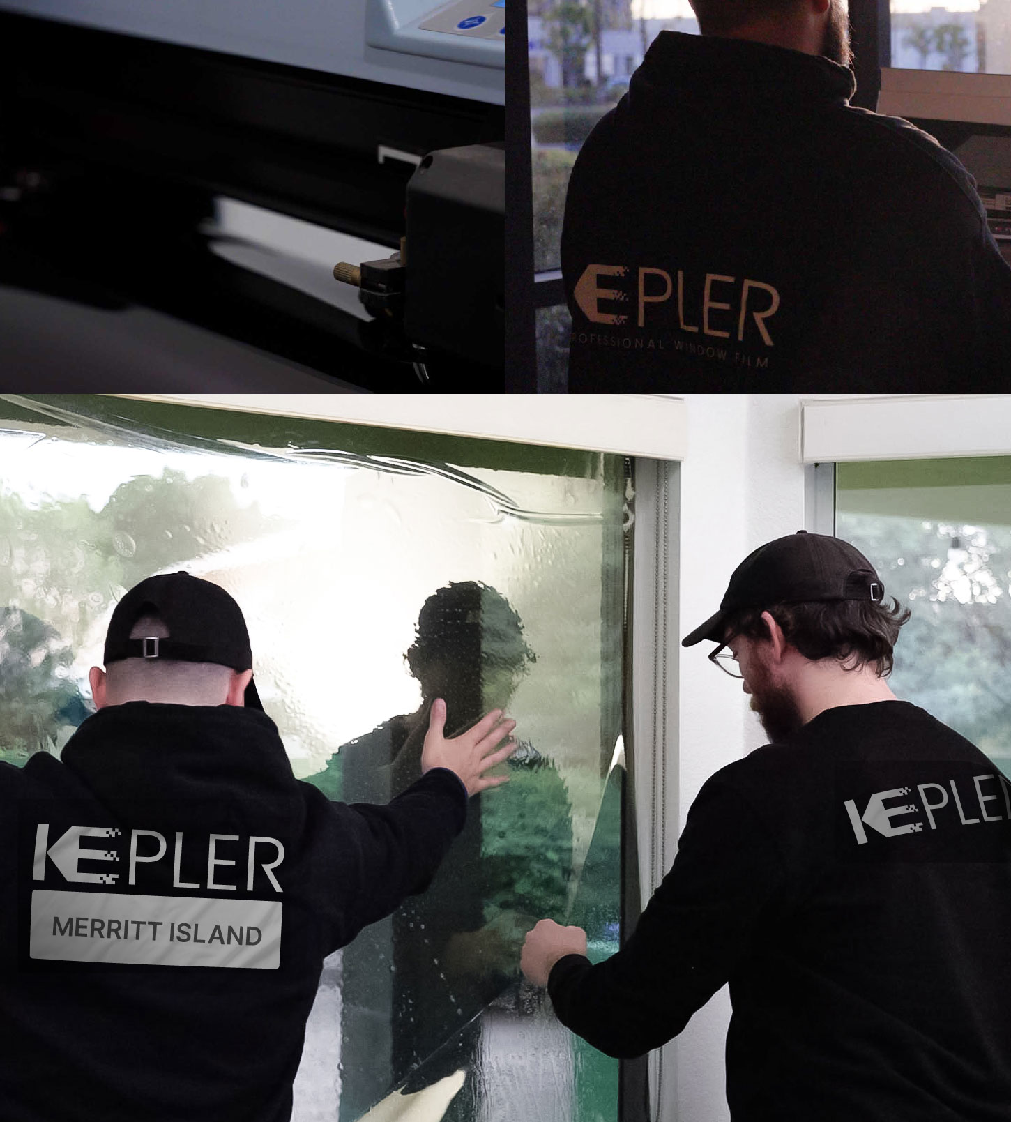 Kepler Technician Applying Ceramic Window Tint to Home in Merritt Island