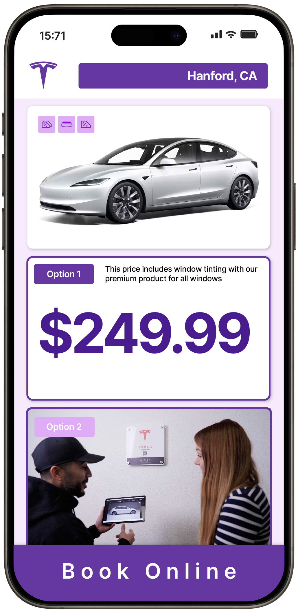 View Reasonable Tesla Window Tinting Costs in Hanford, California