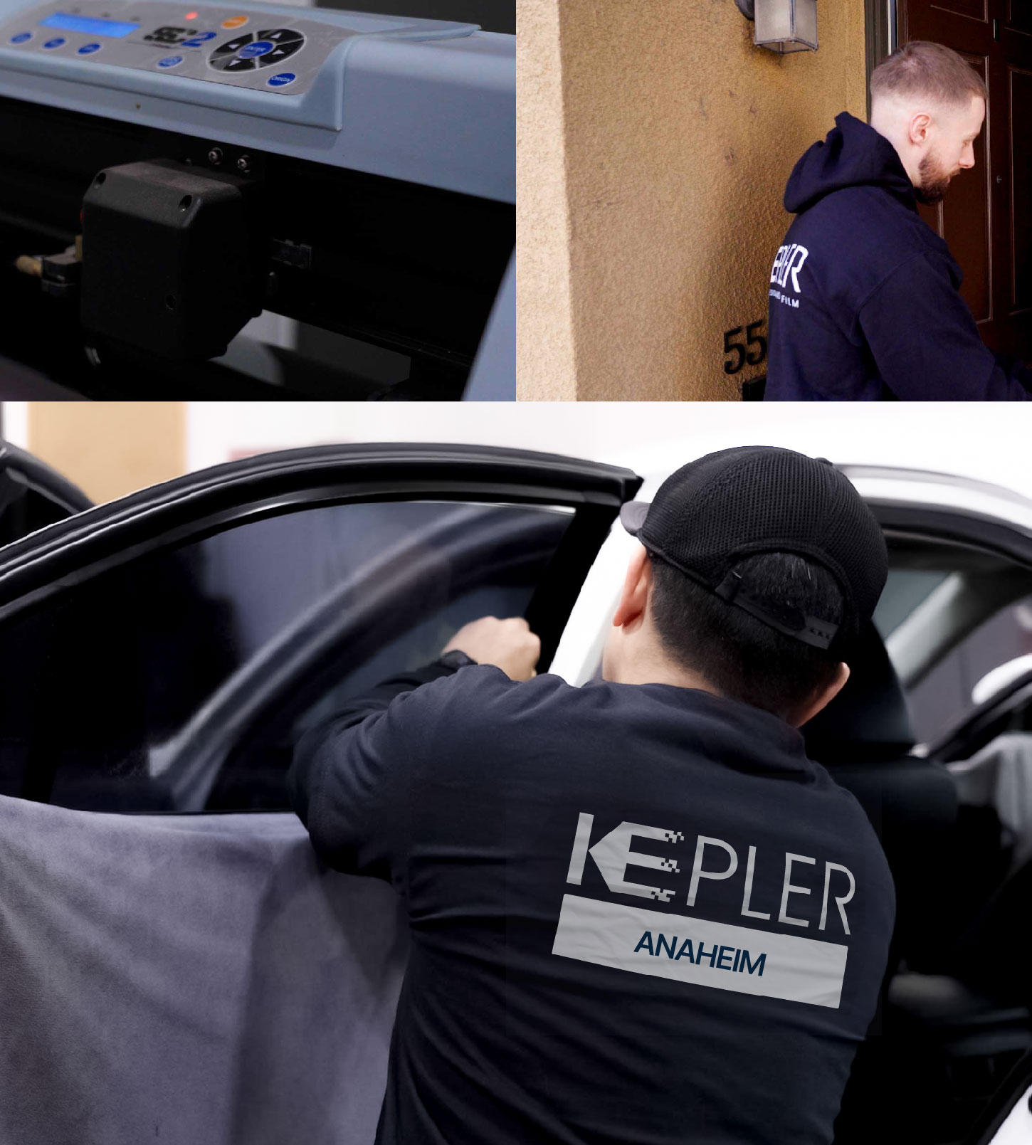 Automotive Window Tinting Expert Applying Film in Anaheim, California
