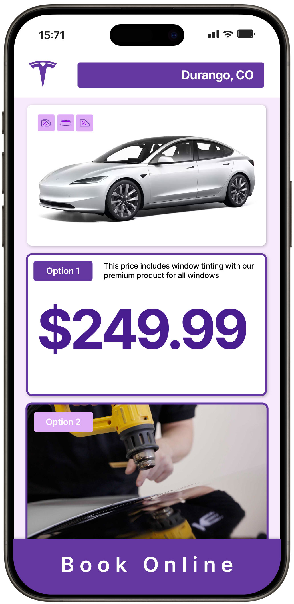 View Reasonable Tesla Window Tinting Rates in Durango, Colorado