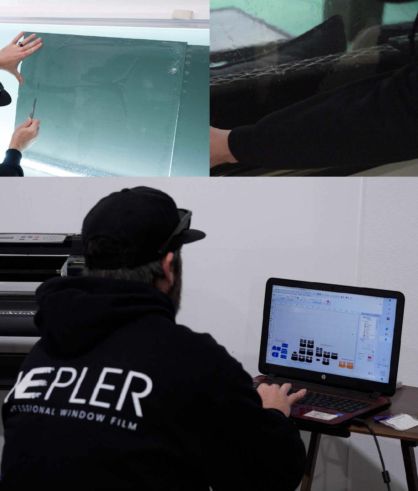 Ceramic Window Tinting Expert Cutting Film in Charlottesville, Virginia