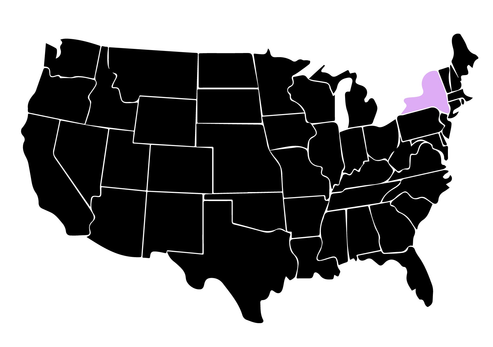 Map Showing Location of Kepler Window Tinters in Somers, New York with Purple Area on the State