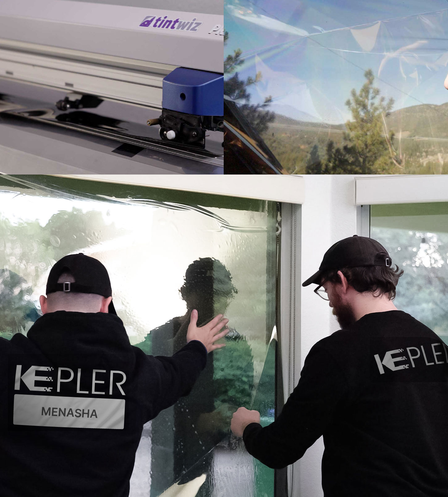 Expert Technician Fitting Advanced Window Tint to Home in Menasha