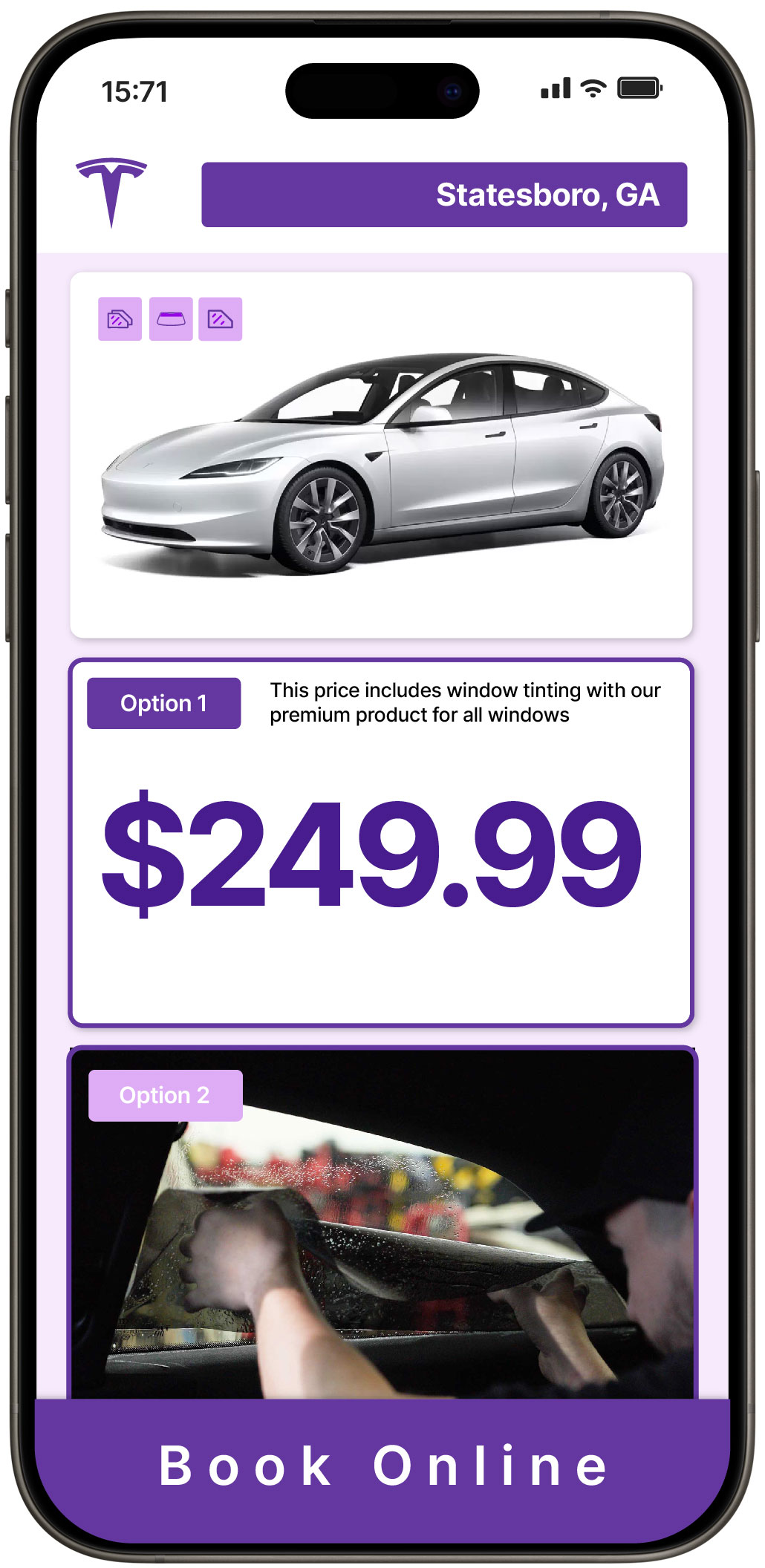 View Competitive Tesla Window Tinting Rates in Statesboro, Georgia
