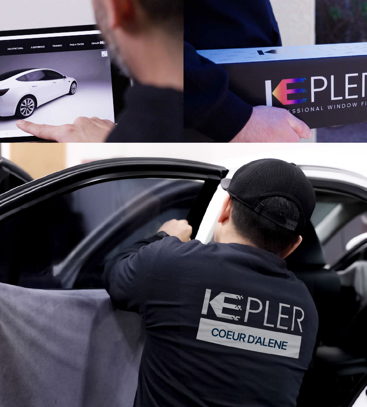 Automotive Window Tinting Expert Applying Film in Coeur d'Alene, Idaho