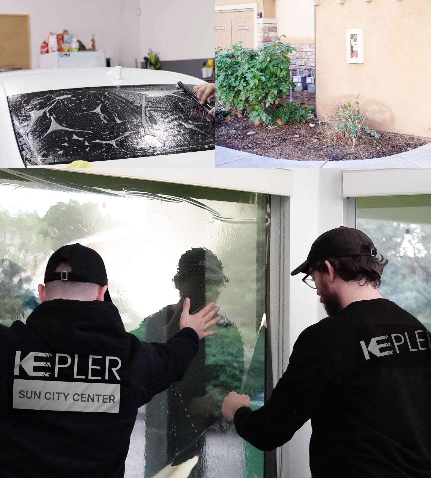 Kepler Technician Installing Advanced Window Tint to Home in Sun City Center