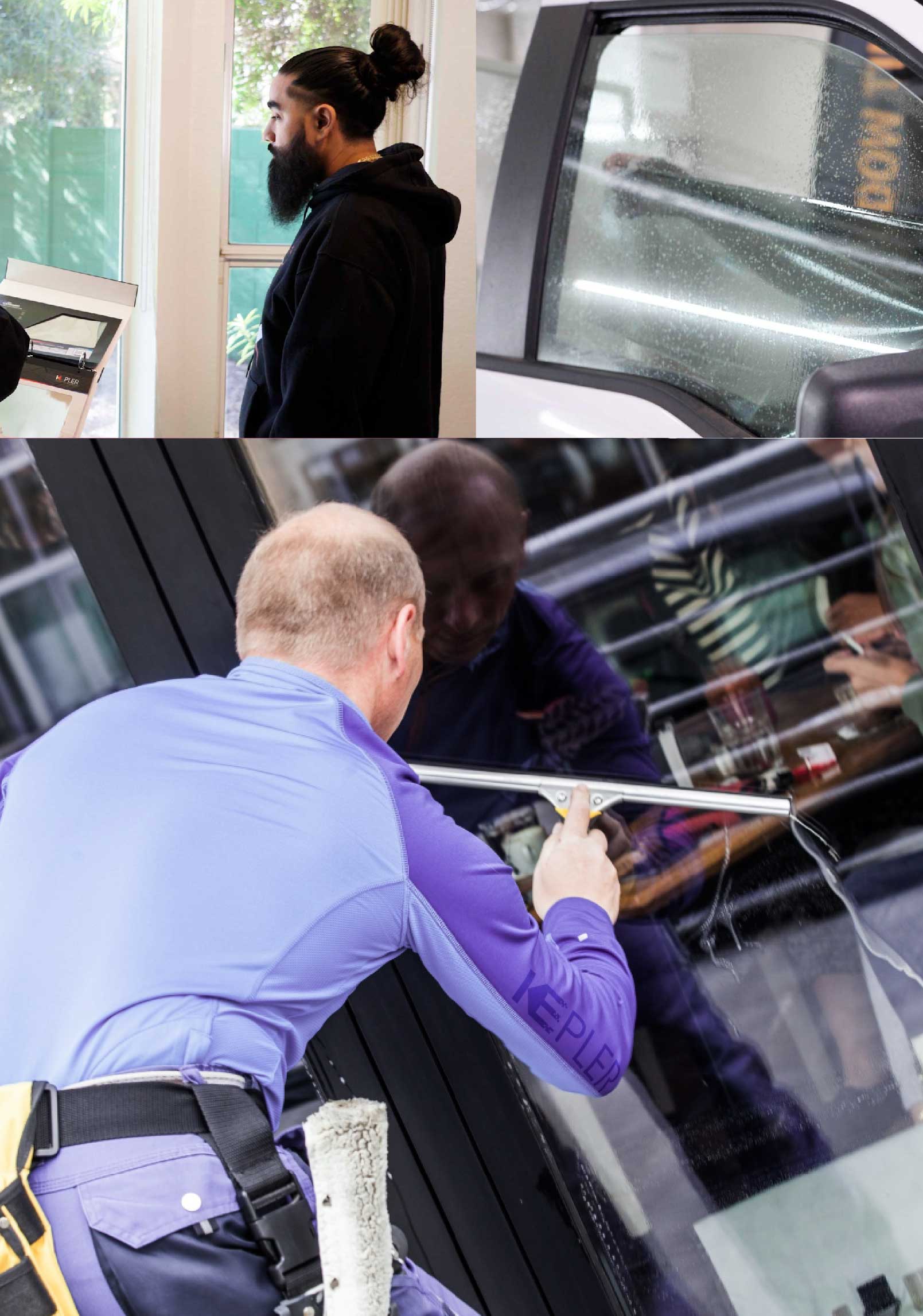 Kepler Skilled Applying Anti-Graffiti Window Film to a Evans Shop Front