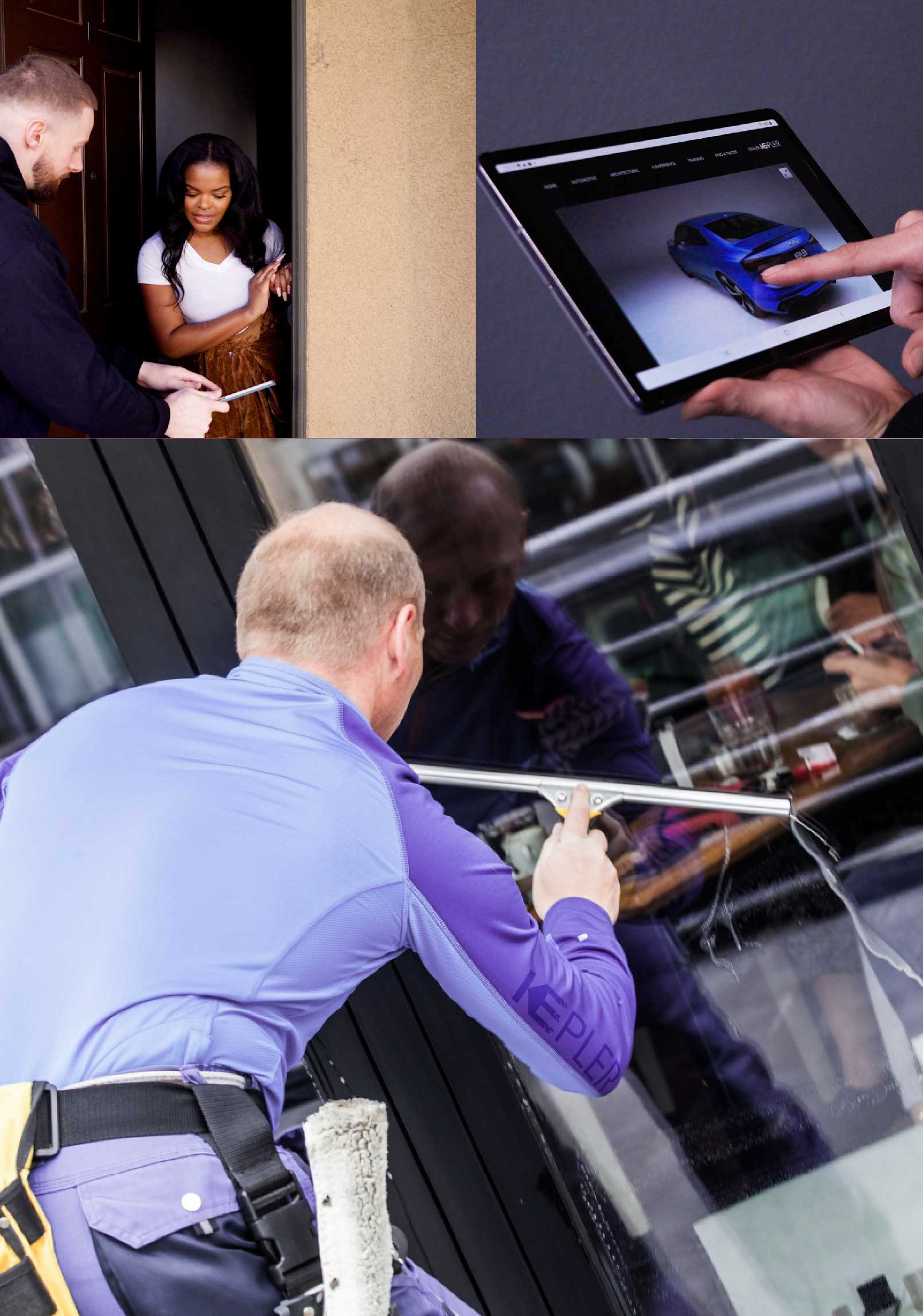 Kepler Professional Applying Anti-Graffiti Window Film to a Wichita Shop Front